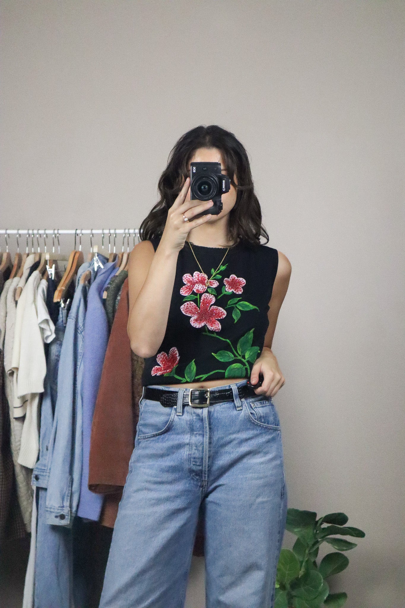 Vintage x Beaded Flower Tank (M)