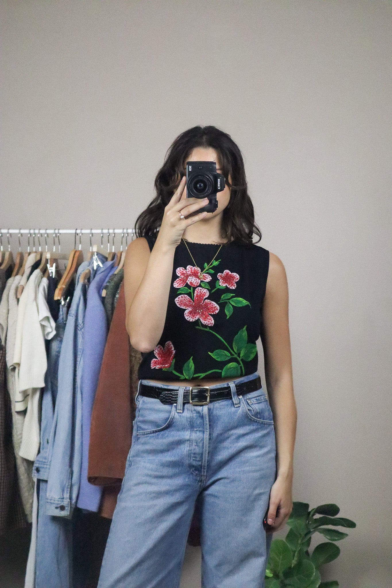 Vintage x Beaded Flower Tank (M)