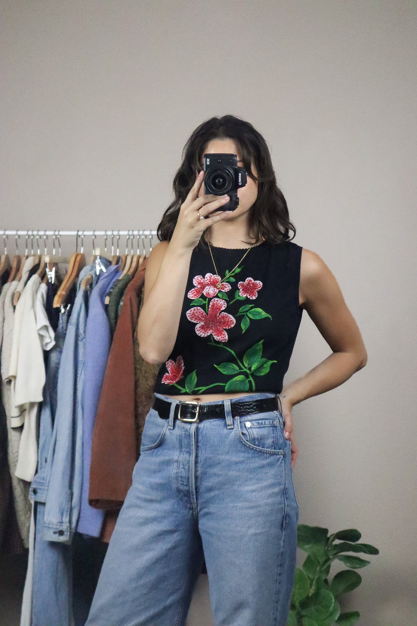 Vintage x Beaded Flower Tank (M)