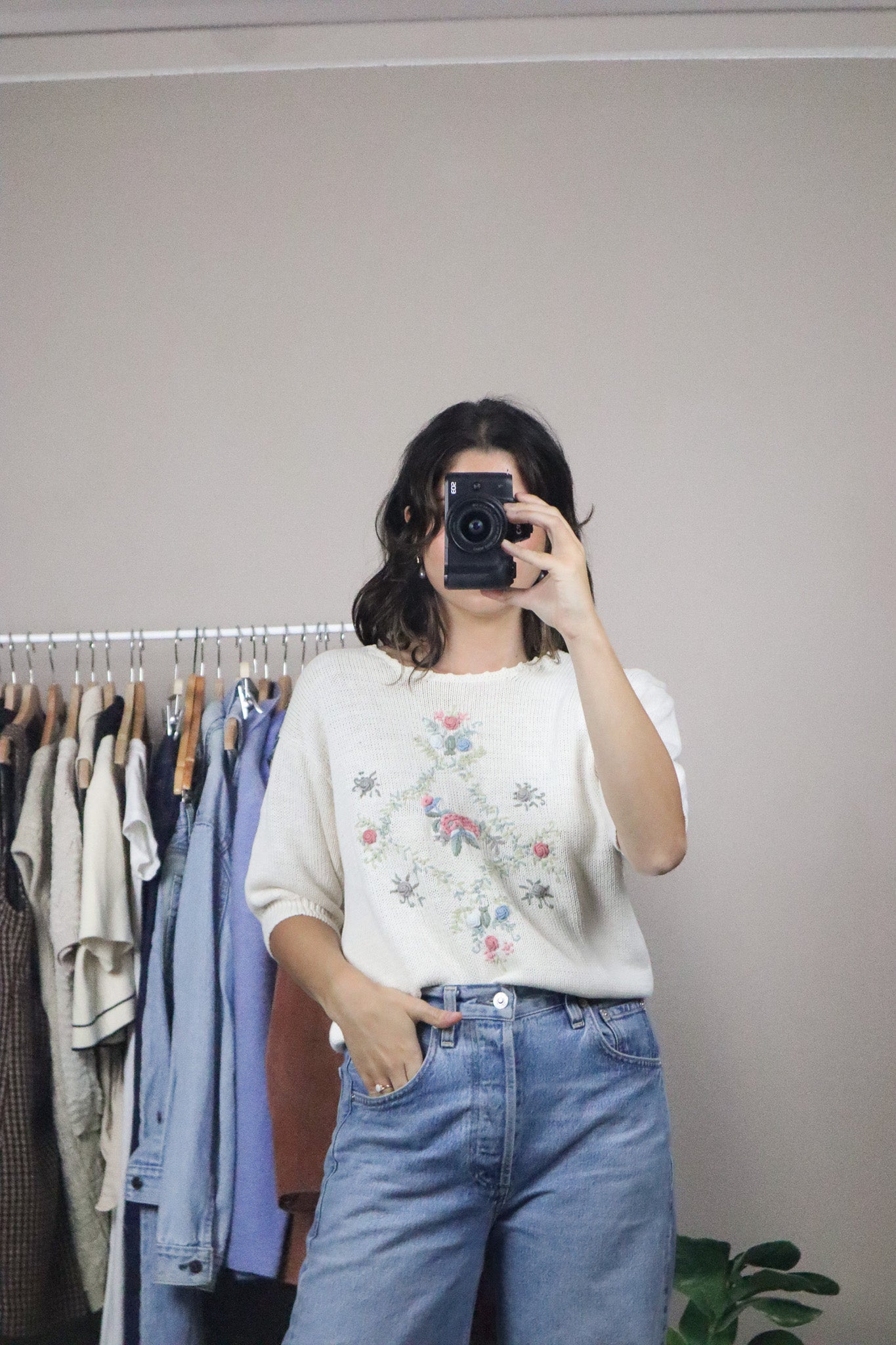 Vintage x Embroidered Short-Sleeve Knit (M)