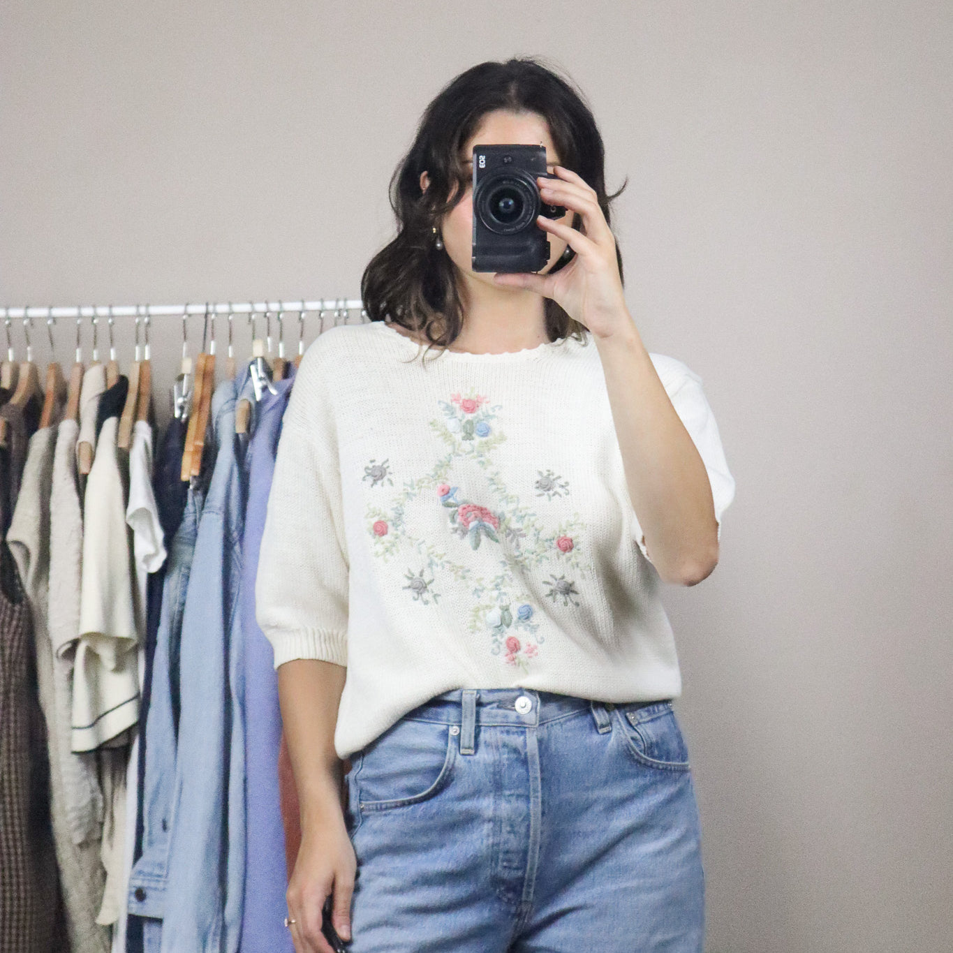 Vintage x Embroidered Short-Sleeve Knit (M)