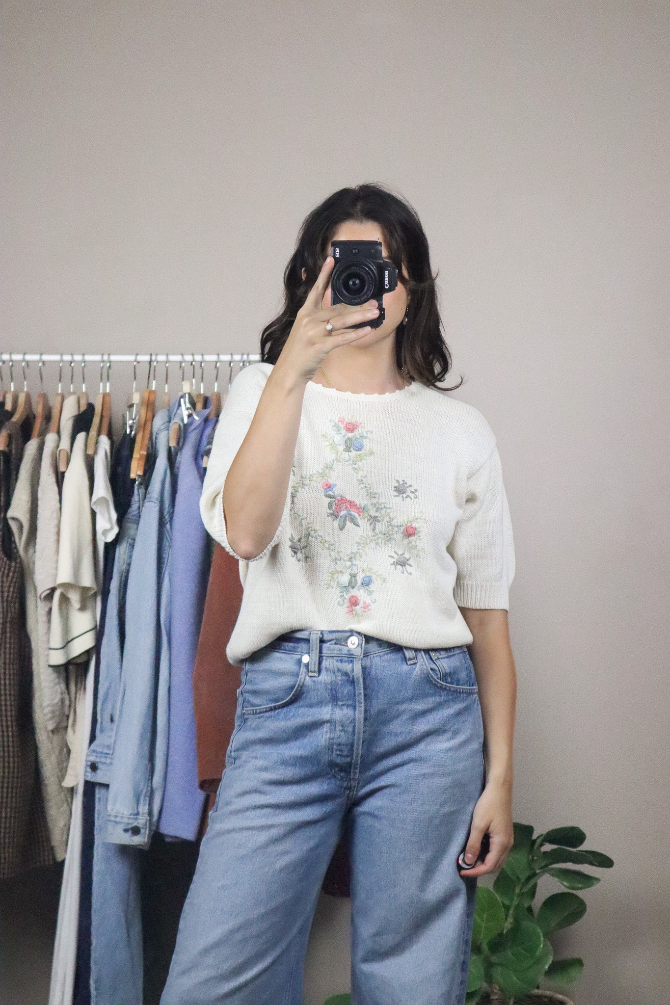Vintage x Embroidered Short-Sleeve Knit (M)