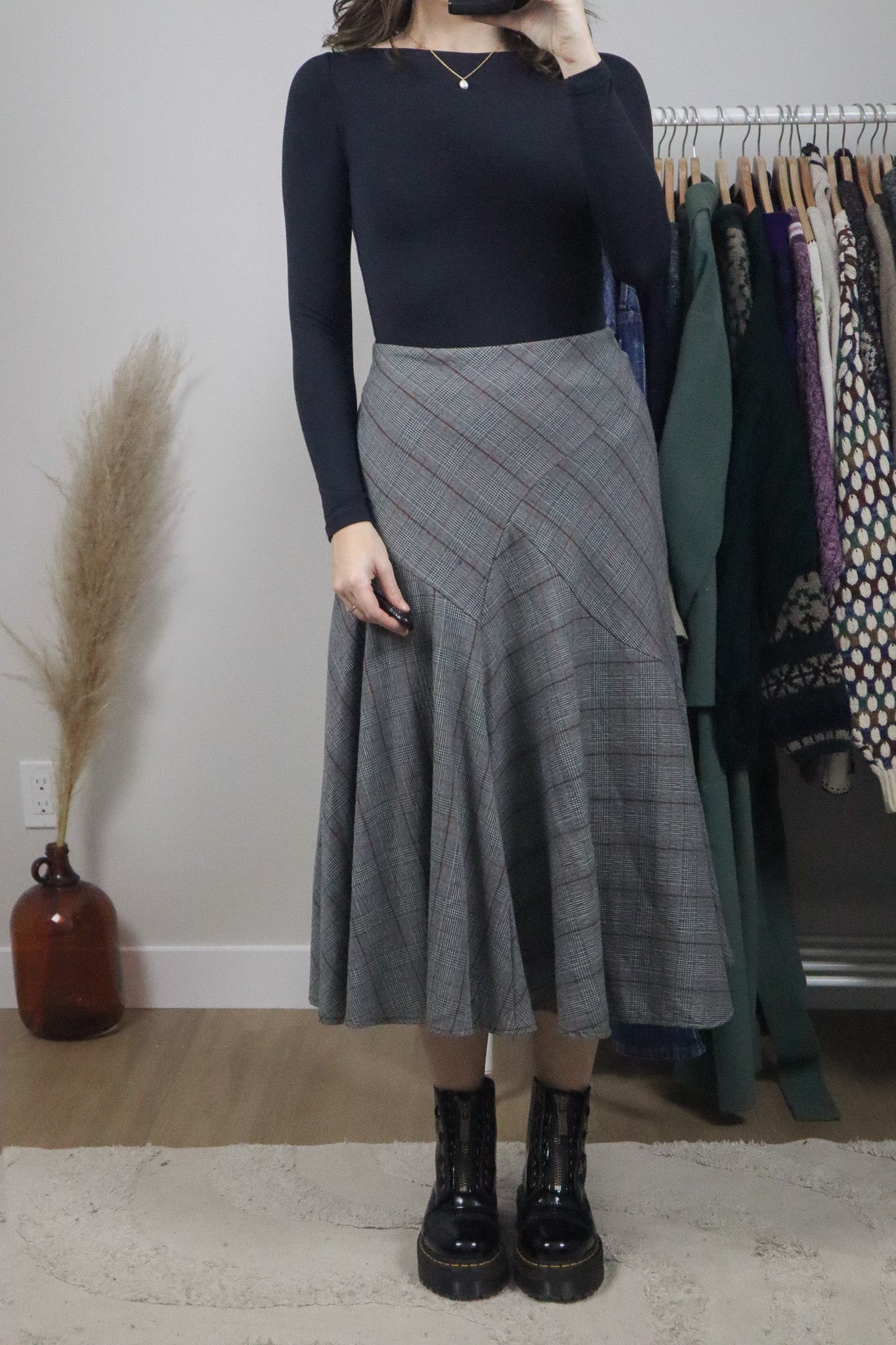 Vintage x Plaid Midi Skirt (8)