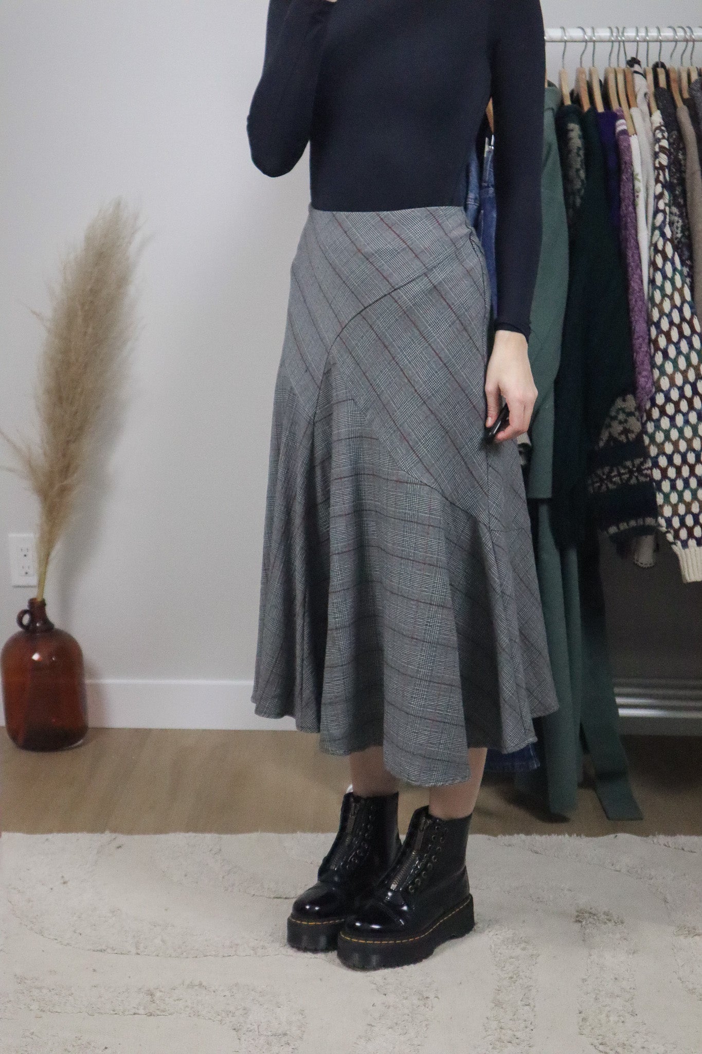 Vintage x Plaid Midi Skirt (8)