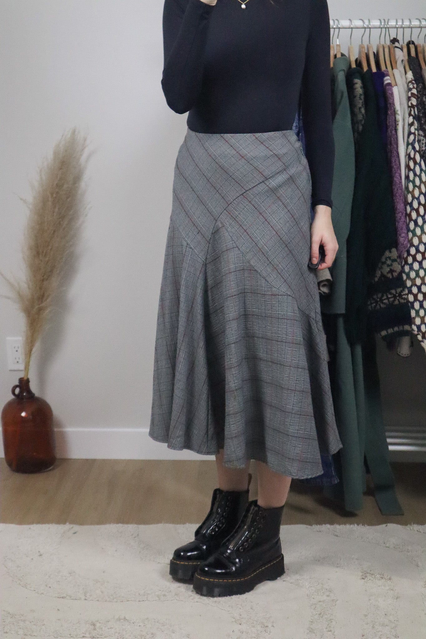 Vintage x Plaid Midi Skirt (8)