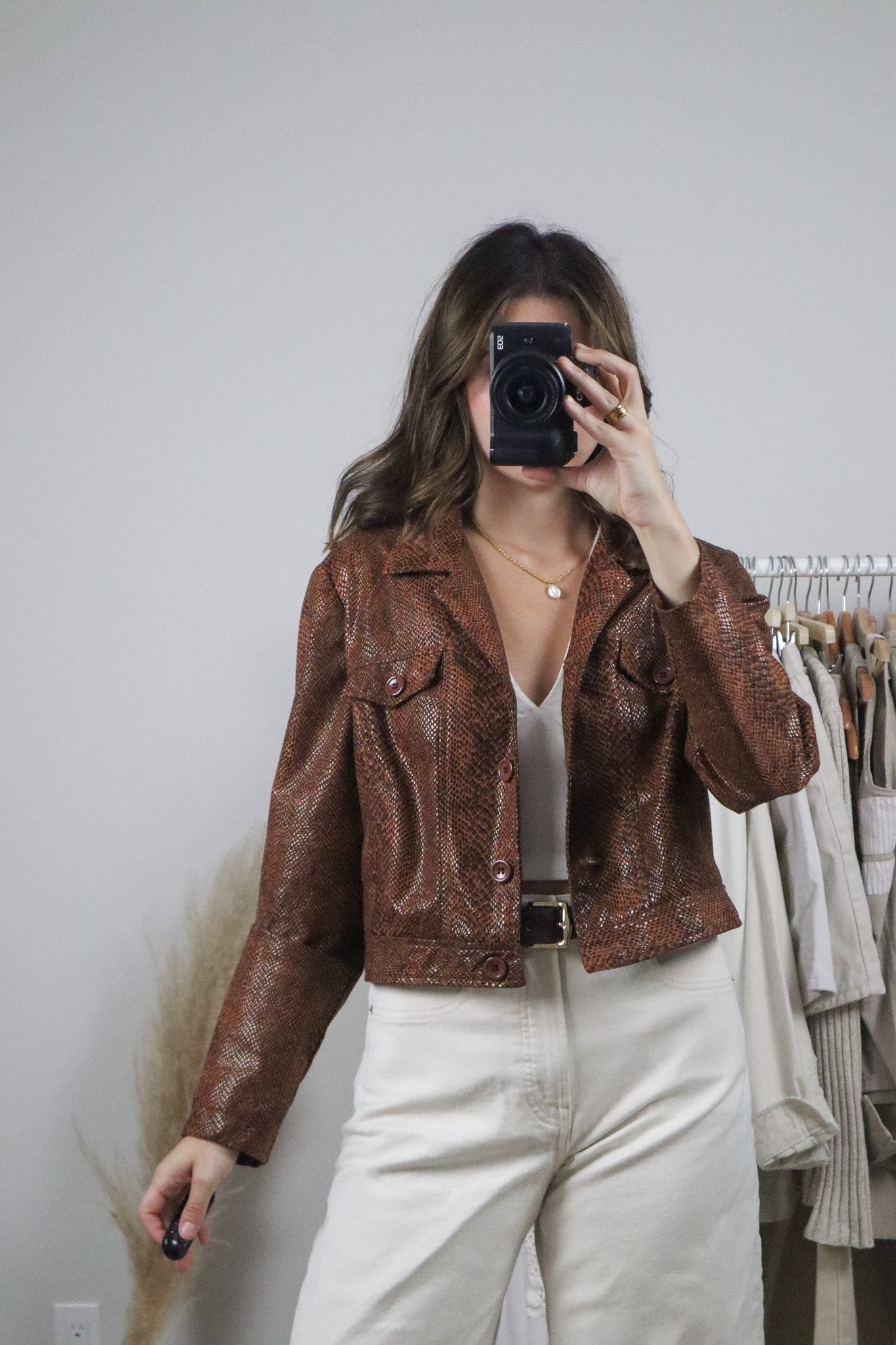 Vintage x Cropped Faux Snake Skin Jacket (S)