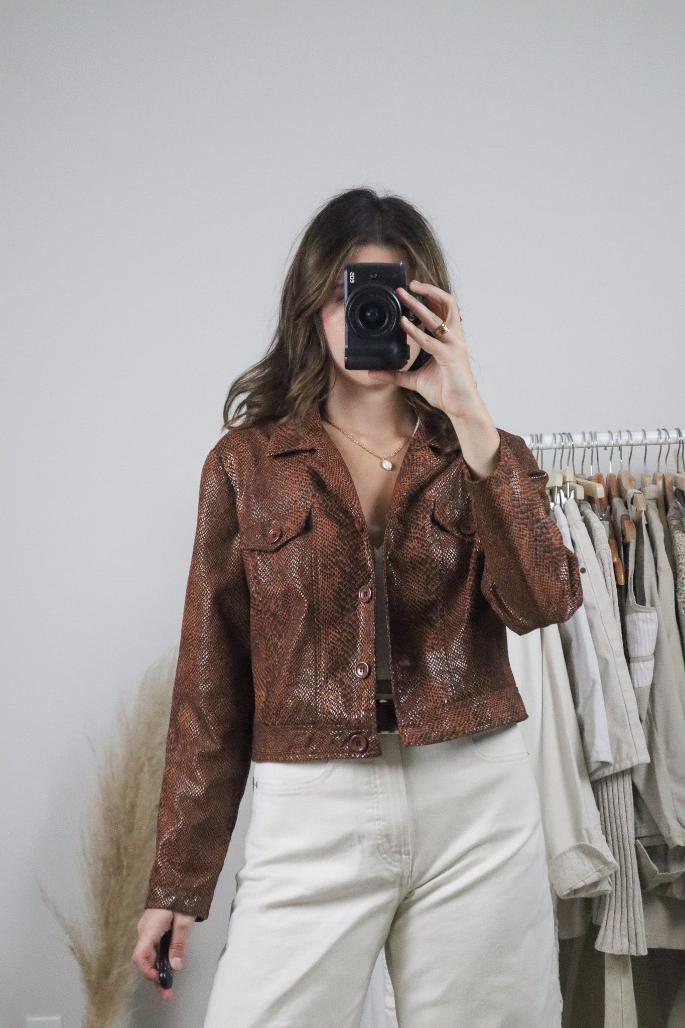 Vintage x Cropped Faux Snake Skin Jacket (S)