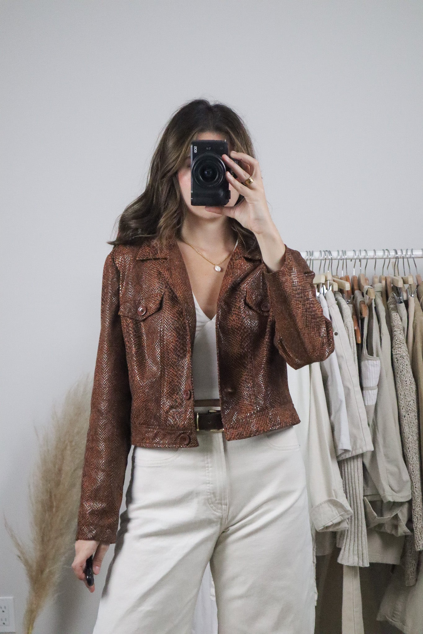 Vintage x Cropped Faux Snake Skin Jacket (S)