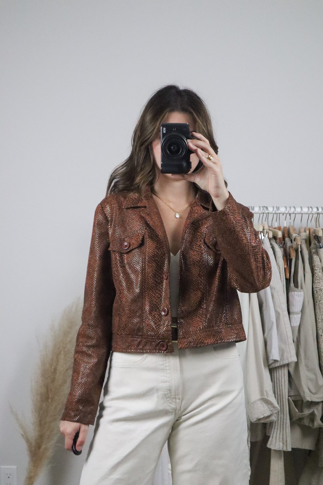 Vintage x Cropped Faux Snake Skin Jacket (S)