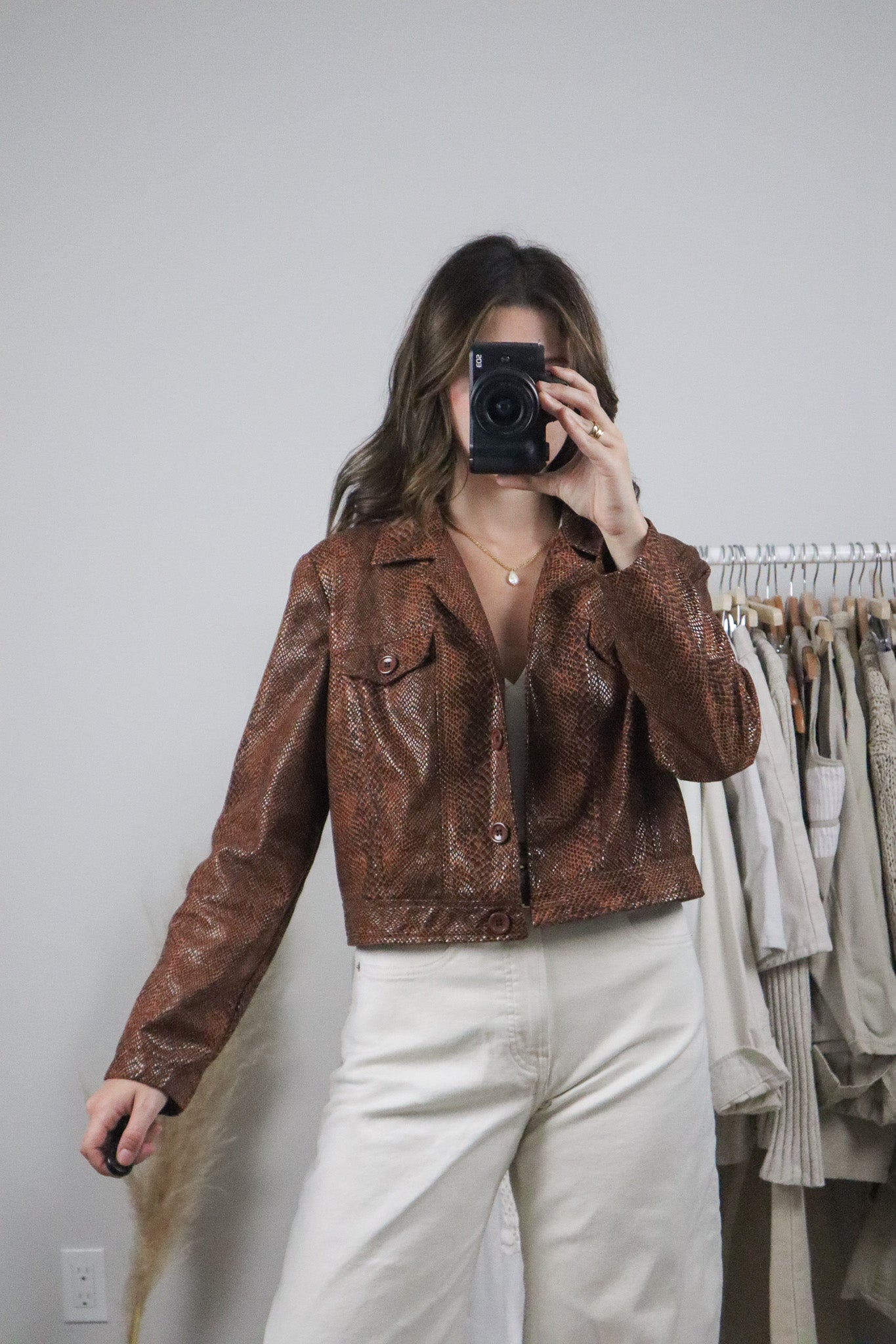 Vintage x Cropped Faux Snake Skin Jacket (S)