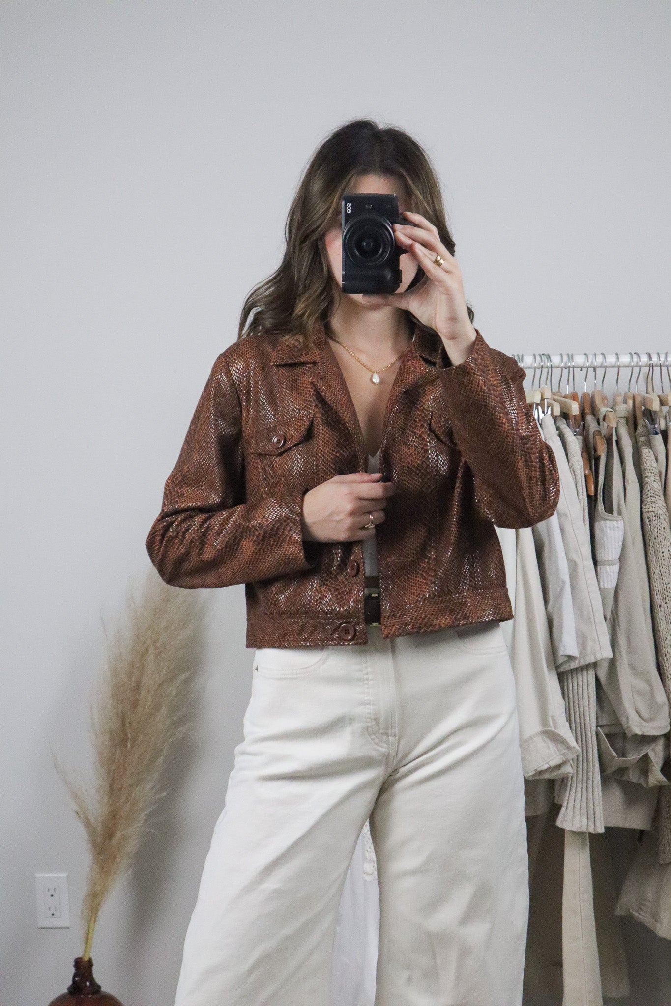 Vintage x Cropped Faux Snake Skin Jacket (S)