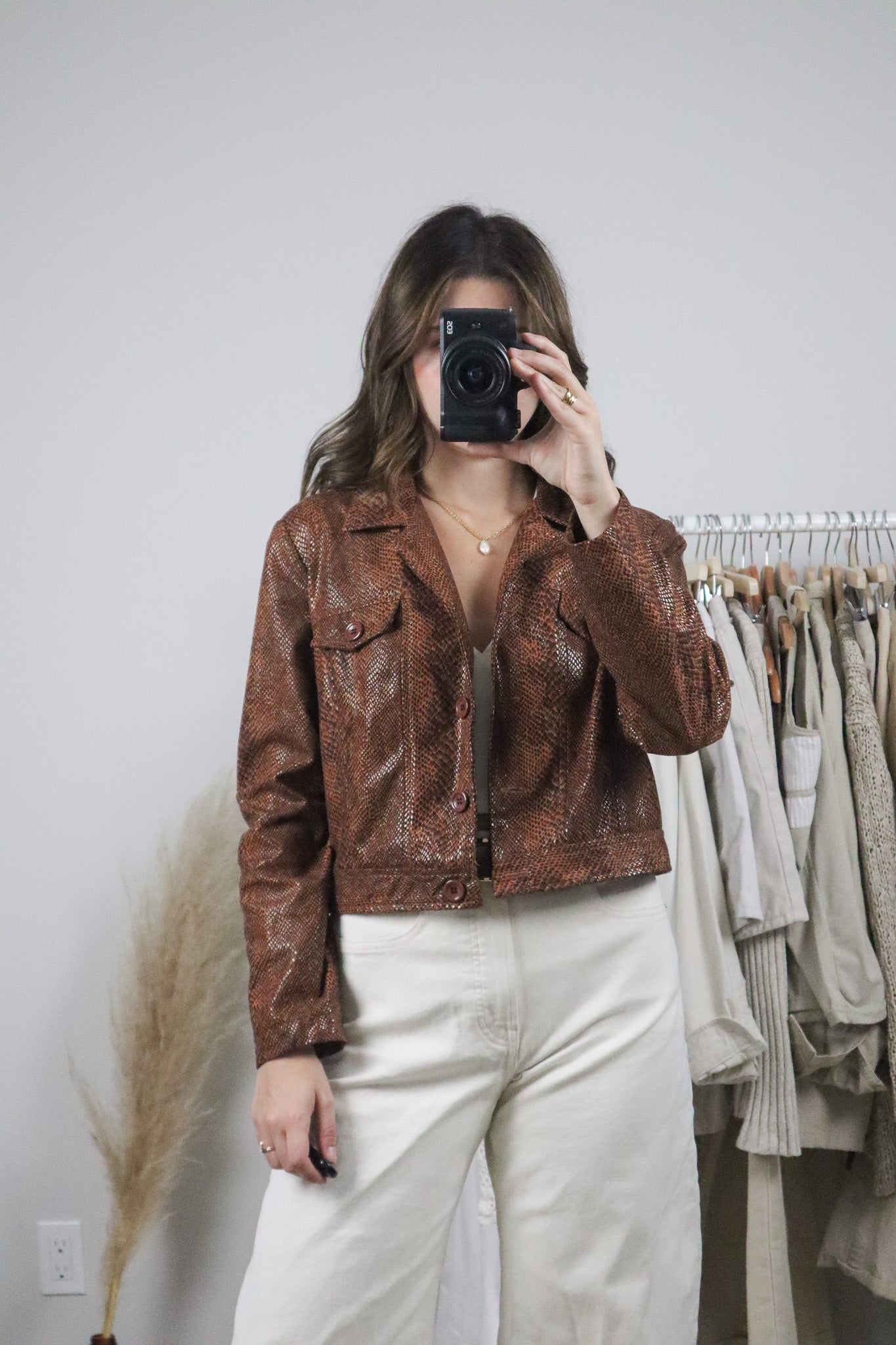 Vintage x Cropped Faux Snake Skin Jacket (S)