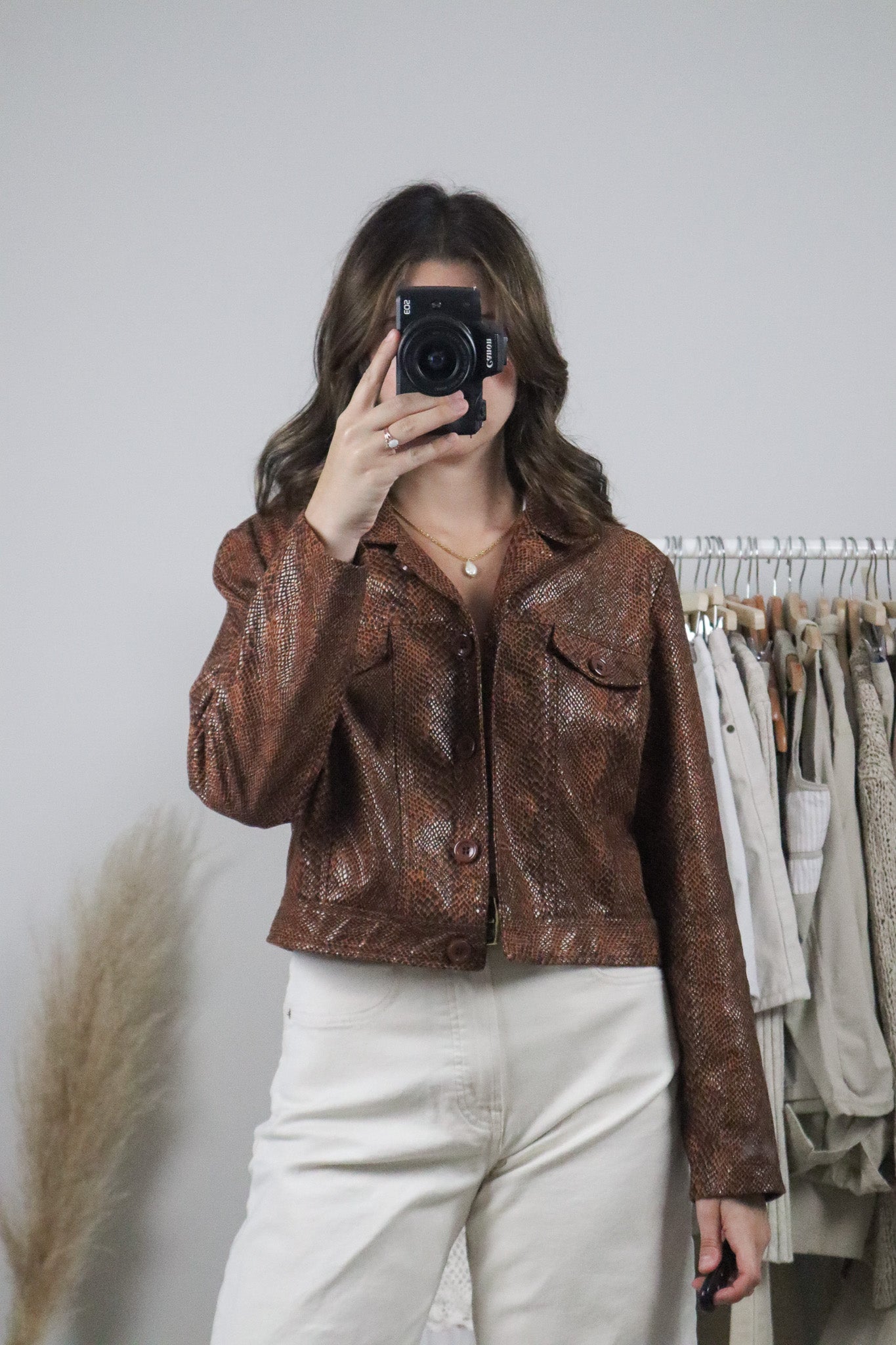 Vintage x Cropped Faux Snake Skin Jacket (S)