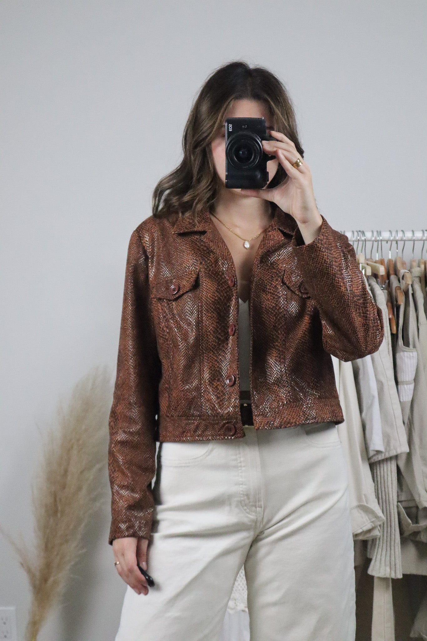 Vintage x Cropped Faux Snake Skin Jacket (S)