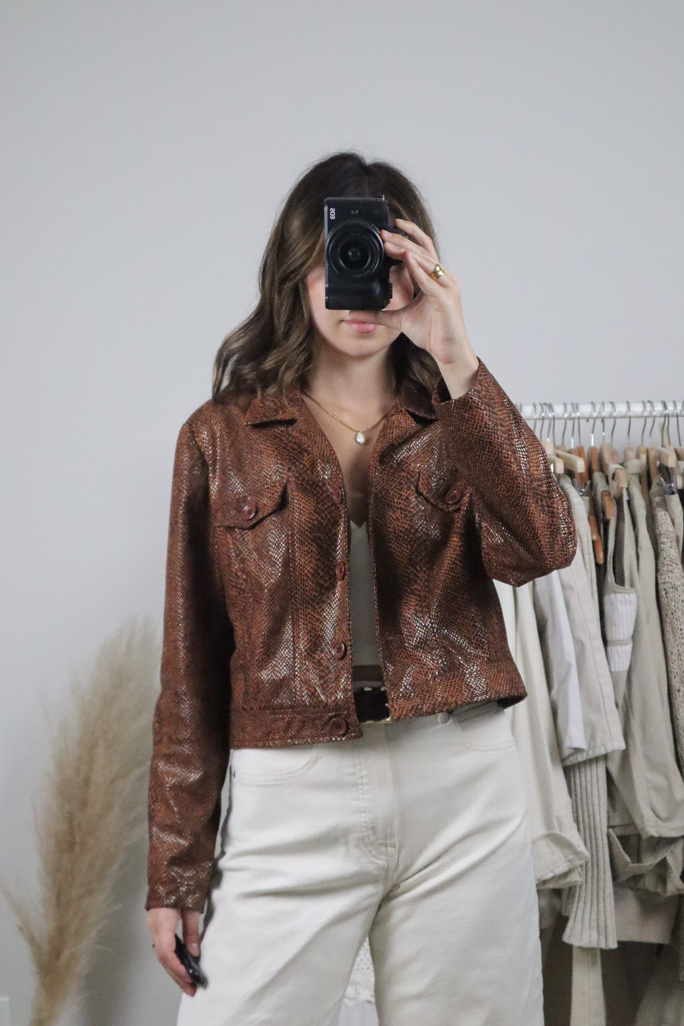 Vintage x Cropped Faux Snake Skin Jacket (S)