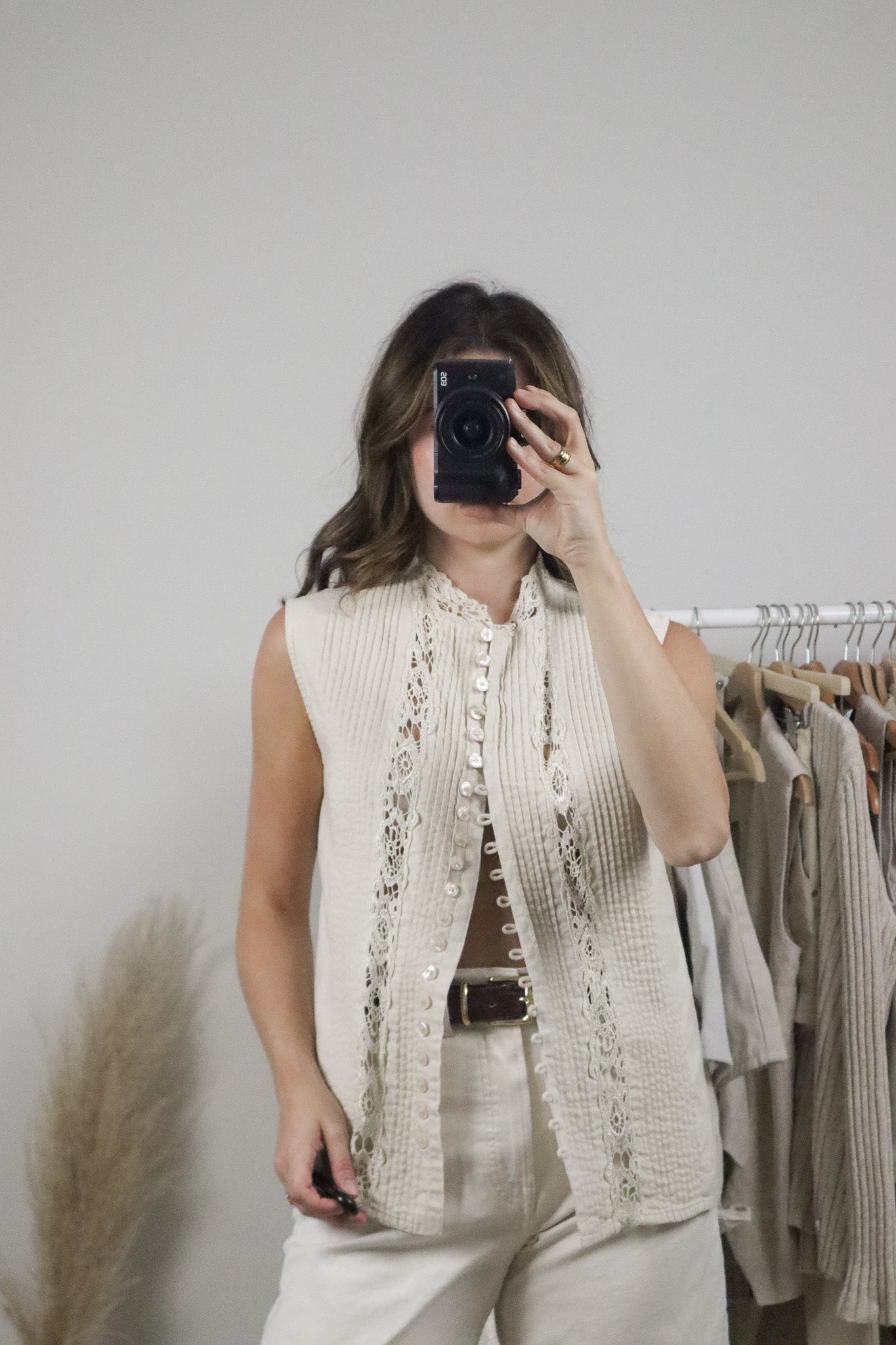 Vintage x Lace Button Tank (M/L)