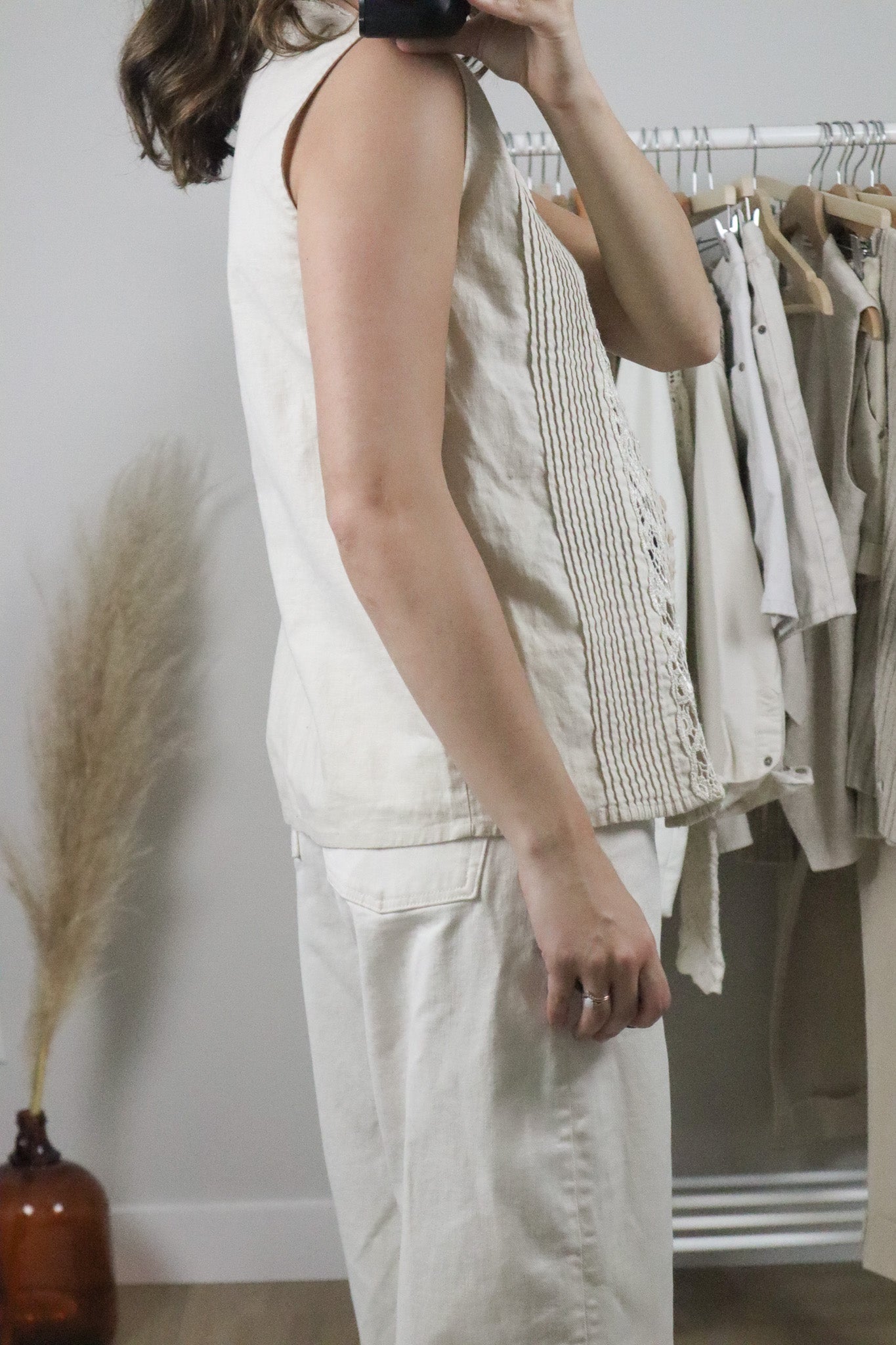 Vintage x Lace Button Tank (M/L)