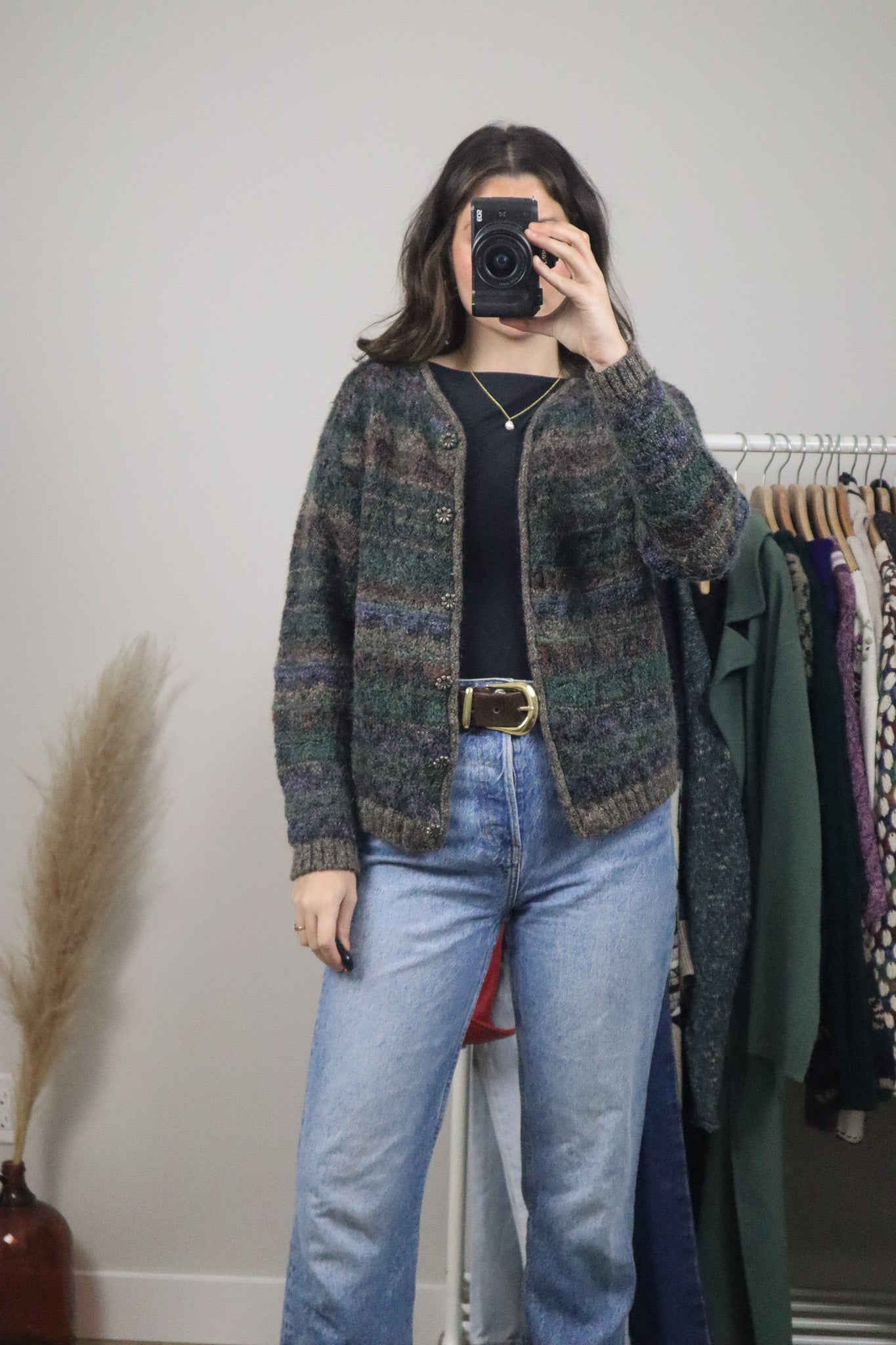 Made in USA x Vintage x Mohair Blend Multi-Coloured Cardigan (S)