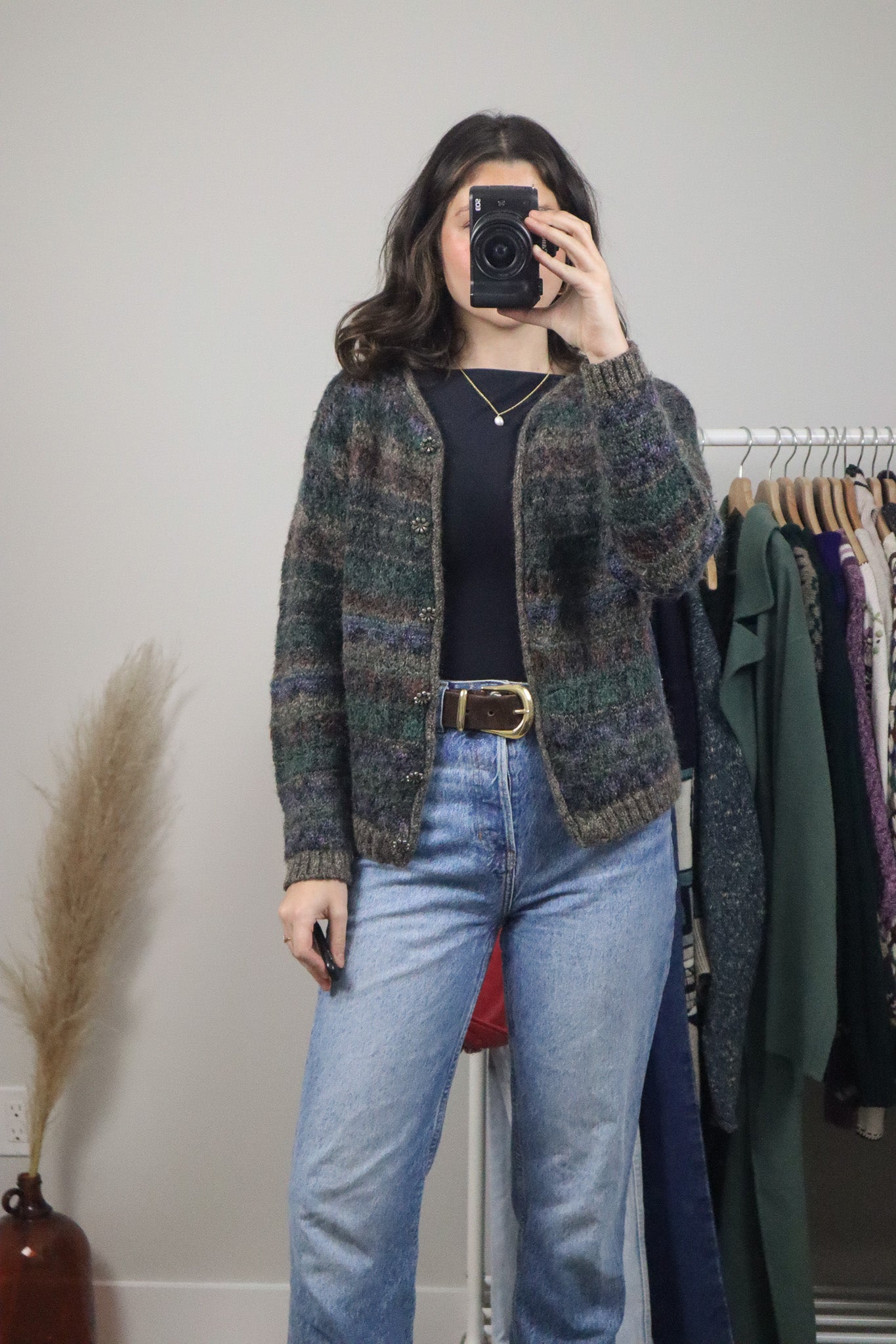 Made in USA x Vintage x Mohair Blend Multi-Coloured Cardigan (S)