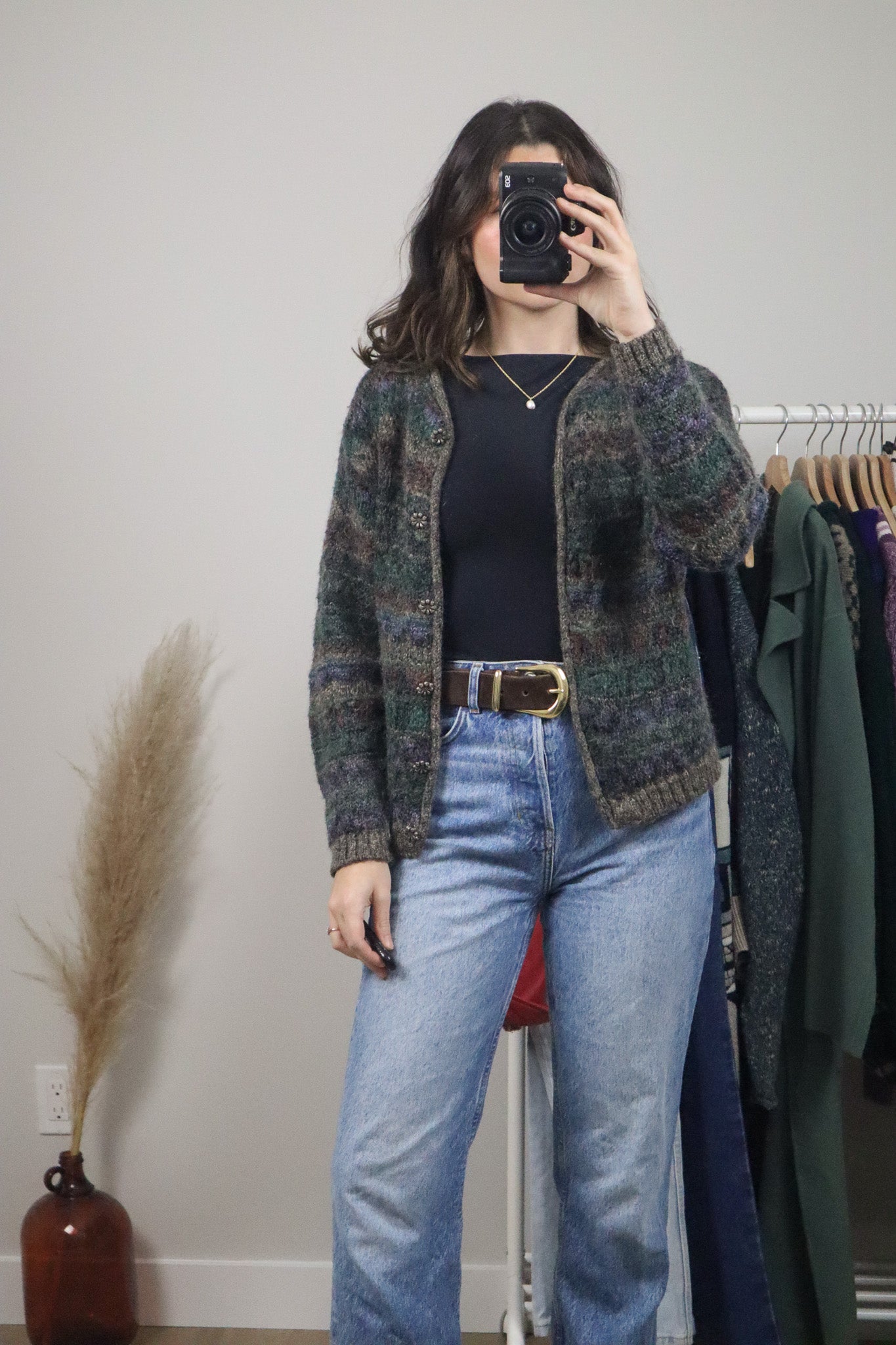 Made in USA x Vintage x Mohair Blend Multi-Coloured Cardigan (S)
