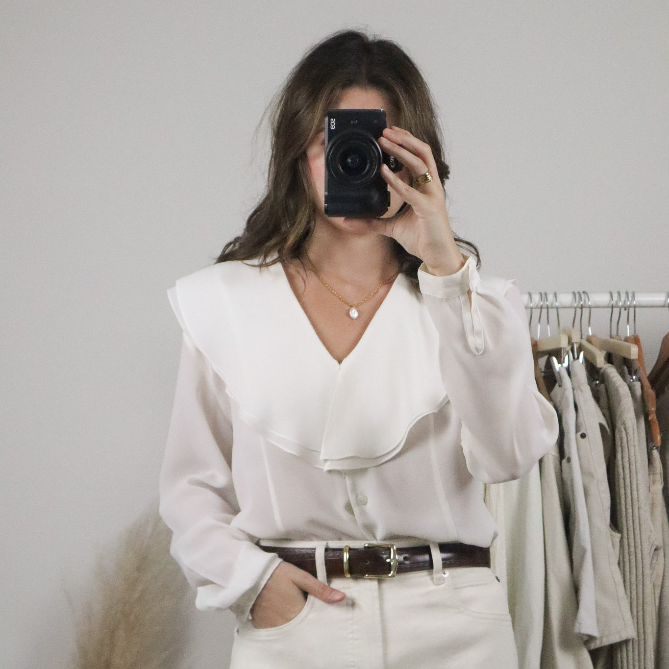 Vintage x Collared Sheer Blouse (M)