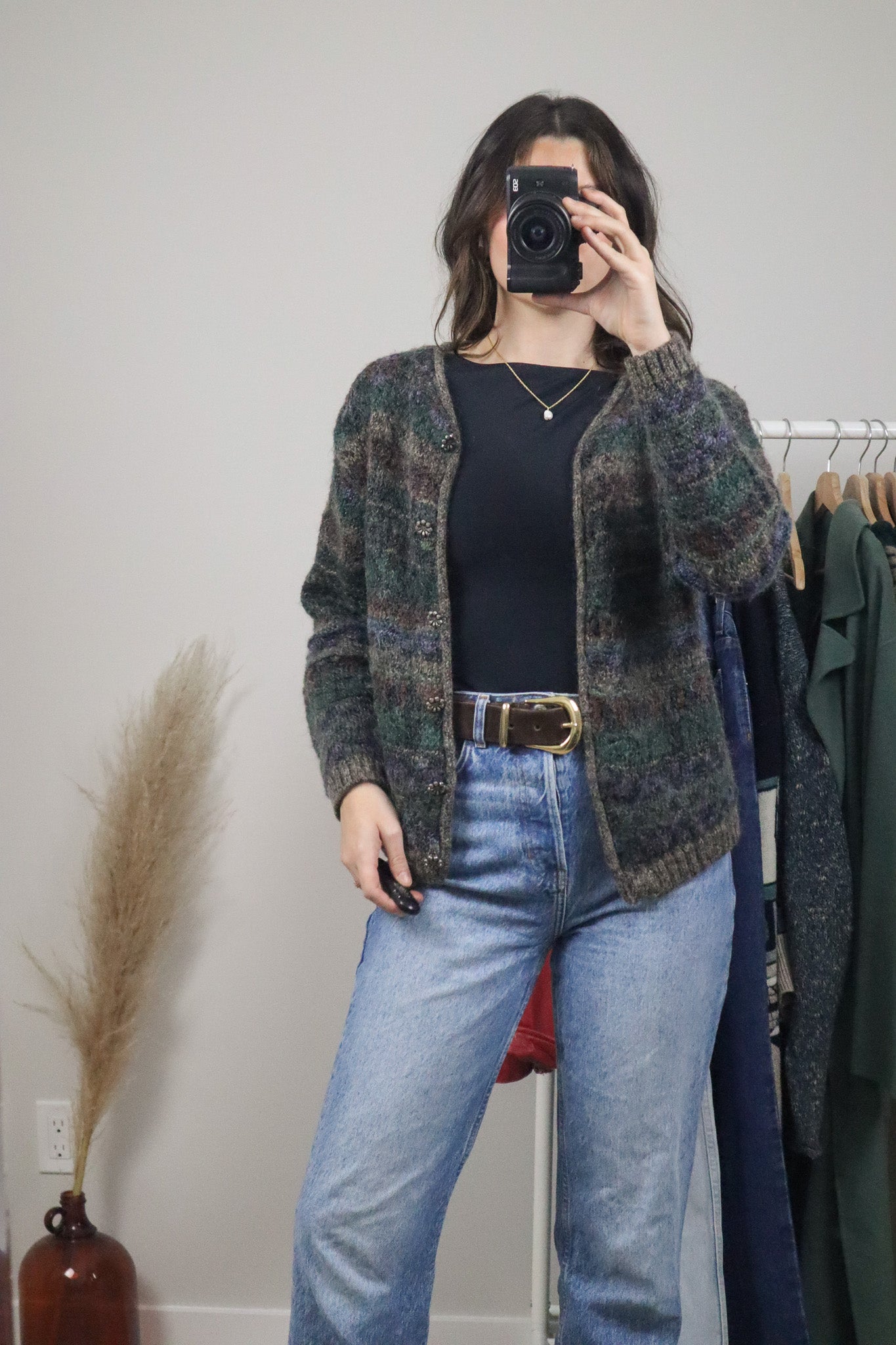 Made in USA x Vintage x Mohair Blend Multi-Coloured Cardigan (S)