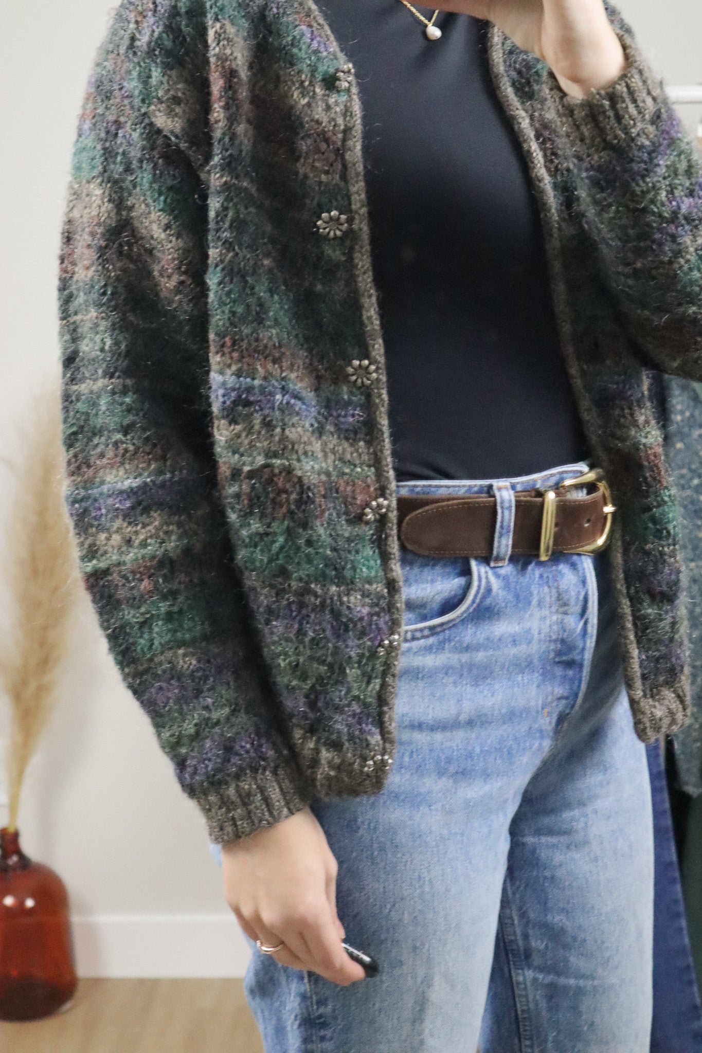 Made in USA x Vintage x Mohair Blend Multi-Coloured Cardigan (S)