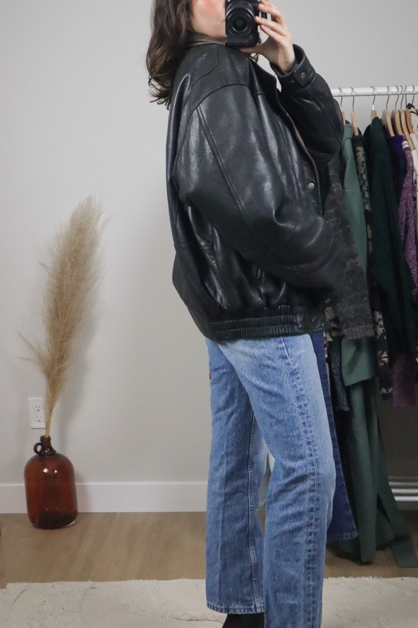 Vintage x Leather Bomber Jacket (L/XL)