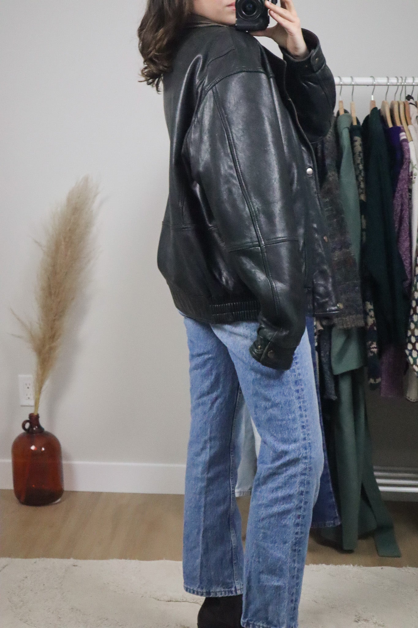 Vintage x Leather Bomber Jacket (L/XL)