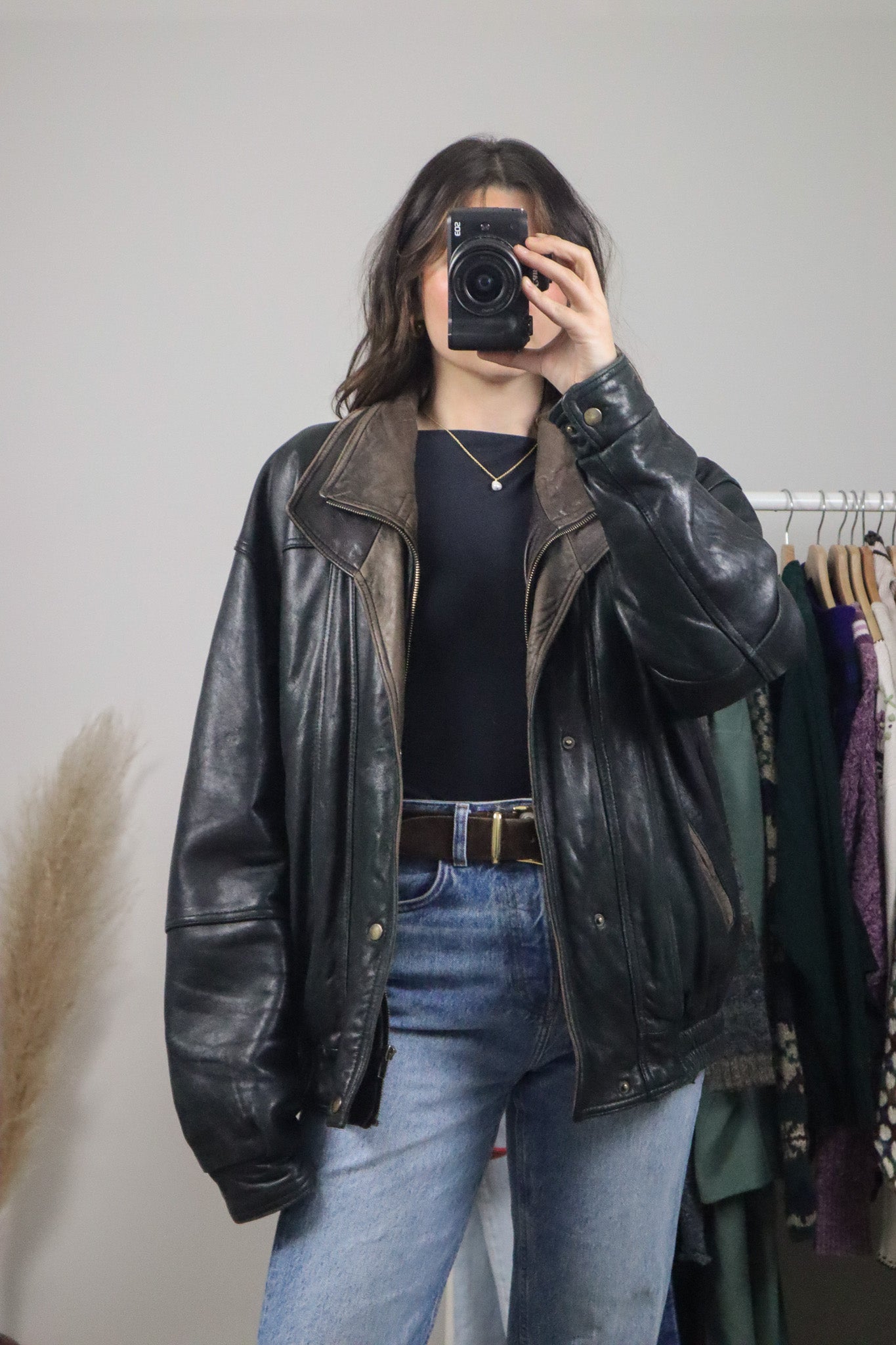 Vintage x Leather Bomber Jacket (L/XL)