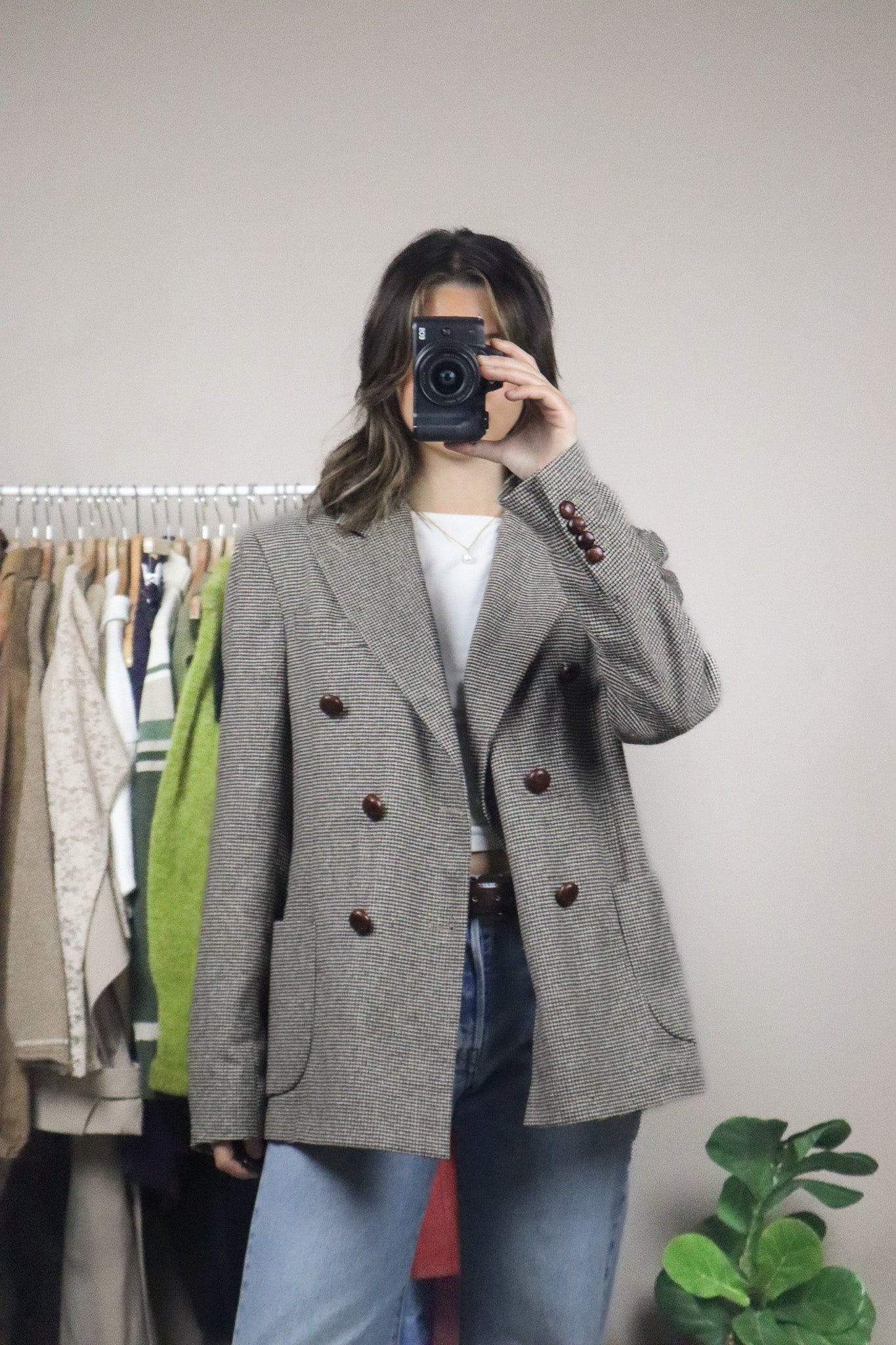 Vintage x Wool Blend Houndstooth Blazer (8)