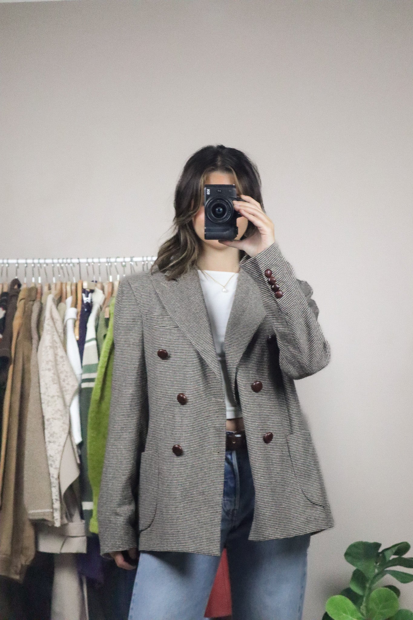 Vintage x Wool Blend Houndstooth Blazer (8)