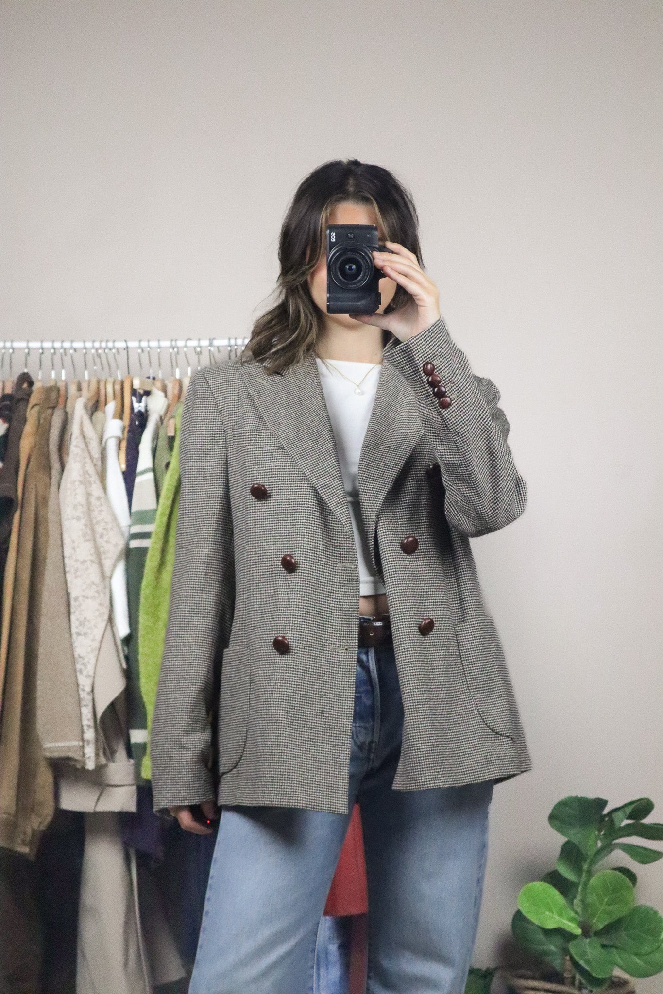 Vintage x Wool Blend Houndstooth Blazer (8)