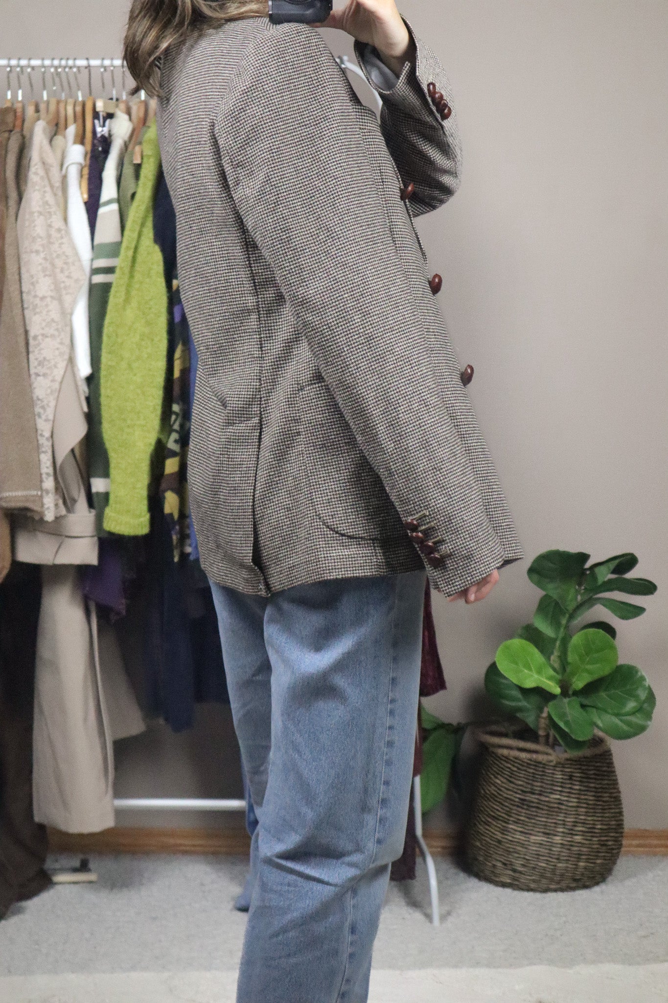 Vintage x Wool Blend Houndstooth Blazer (8)