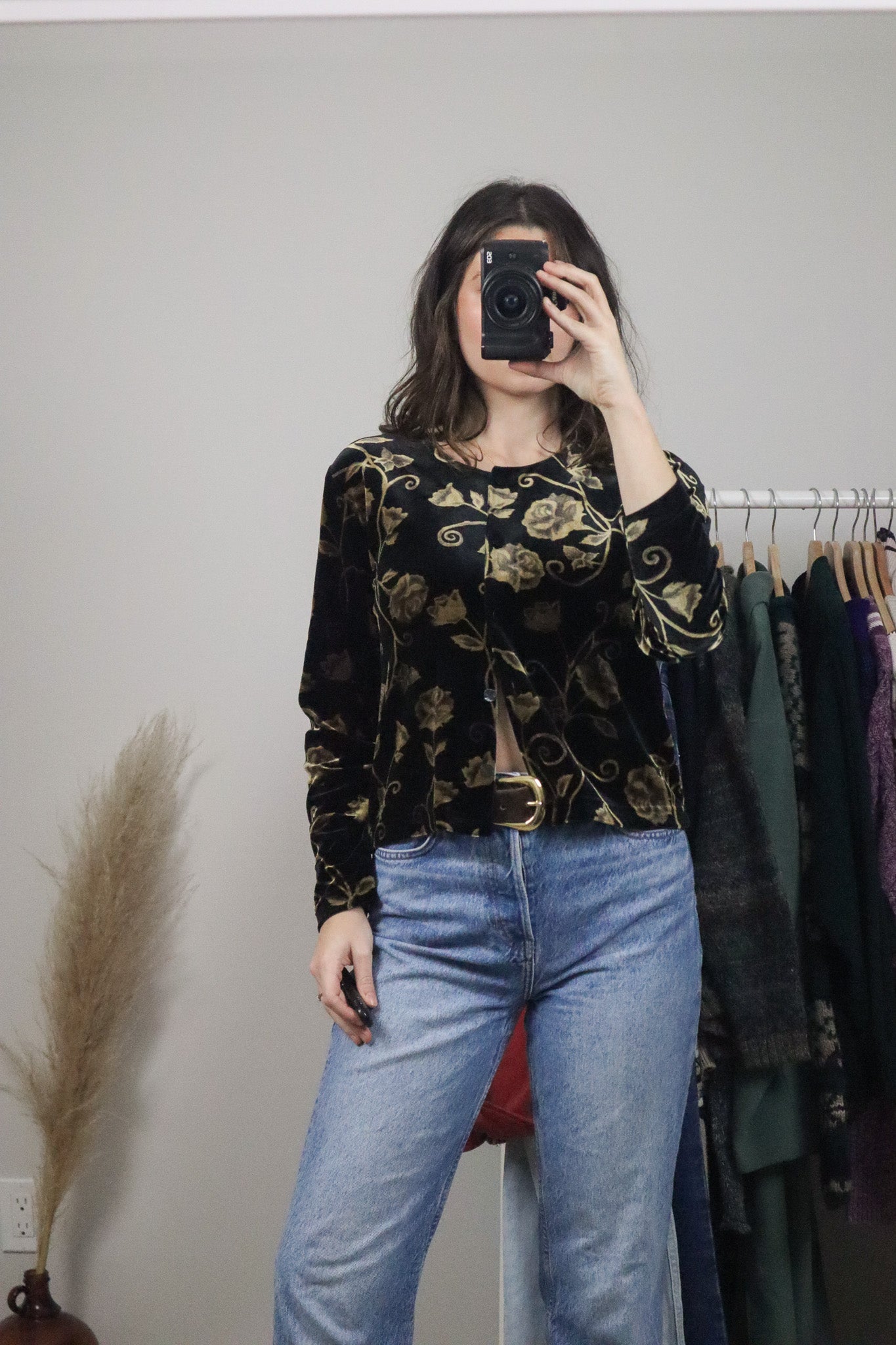 Made in Canada x Vintage x Velvet Patterned Button Up (S)