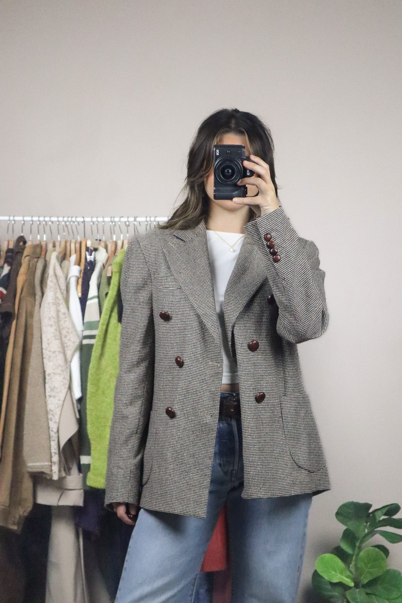 Vintage x Wool Blend Houndstooth Blazer (8)