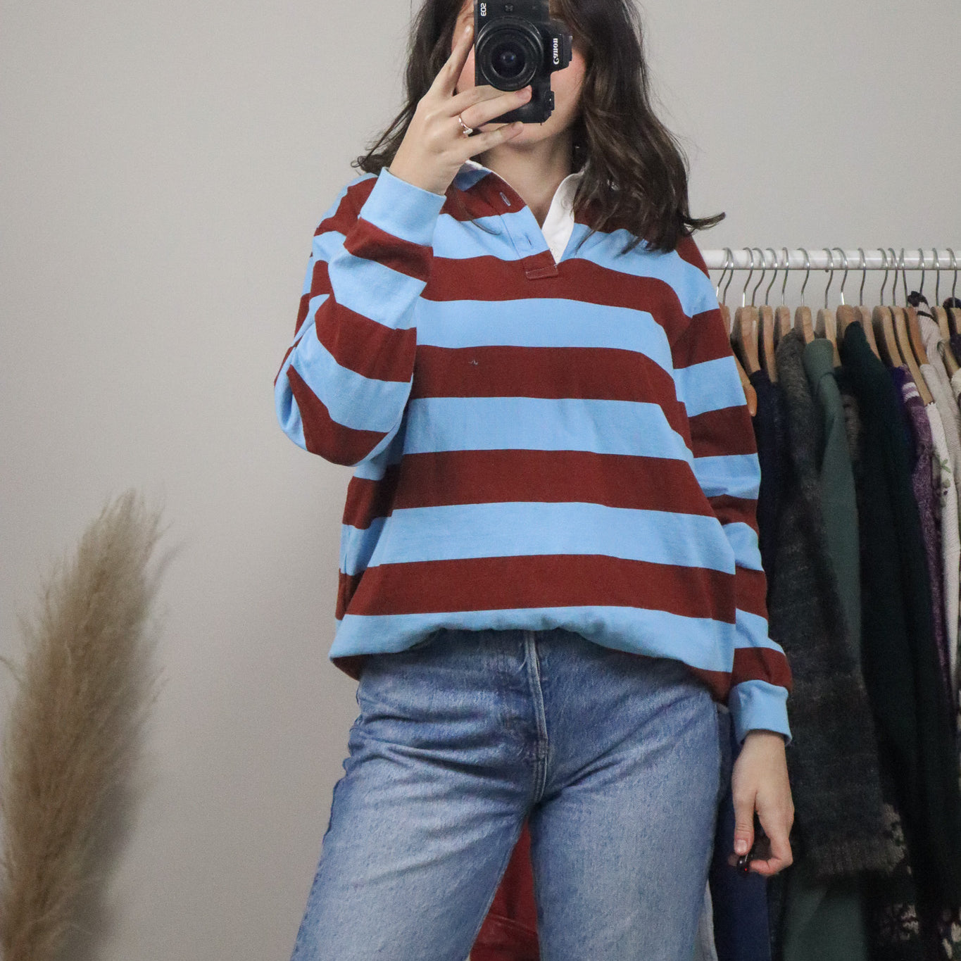 Modern x Striped Rugby Polo Top (S)