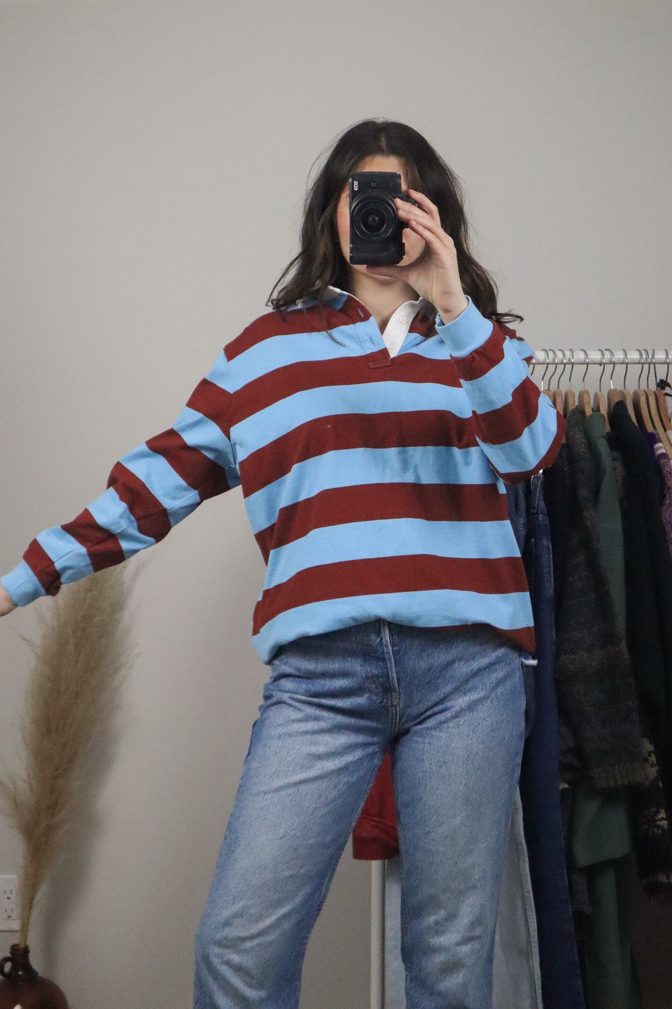 Modern x Striped Rugby Polo Top (S)