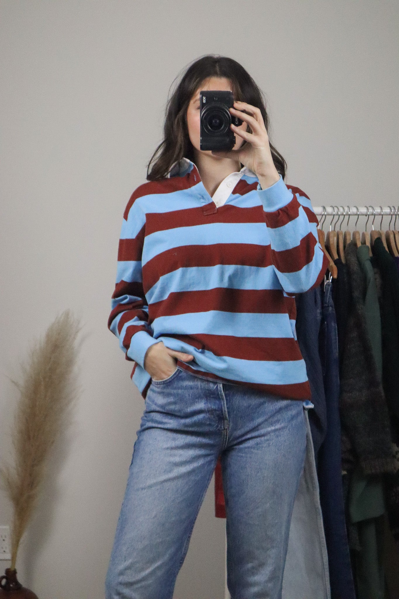 Modern x Striped Rugby Polo Top (S)