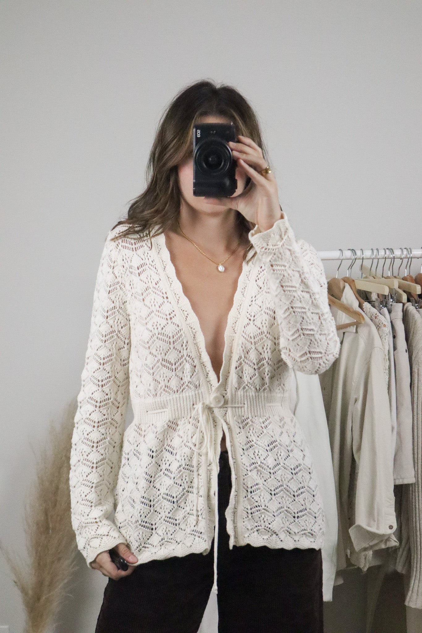 Vintage x Crochet Tie Cardigan (S)