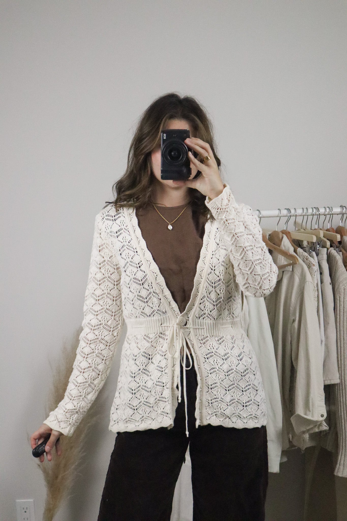 Vintage x Crochet Tie Cardigan (S)