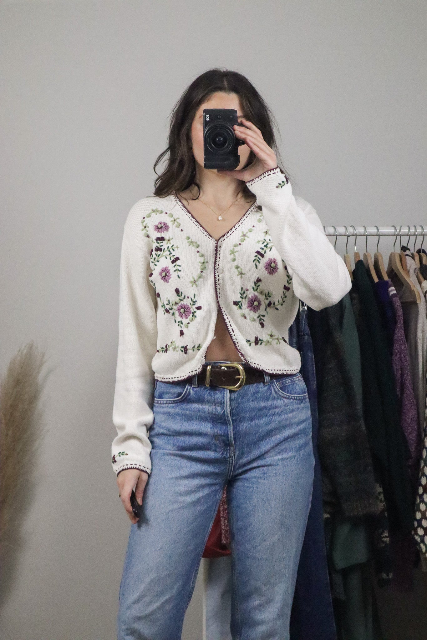Vintage x Embroidered Cropped Beaded Cardigan (XS/S)