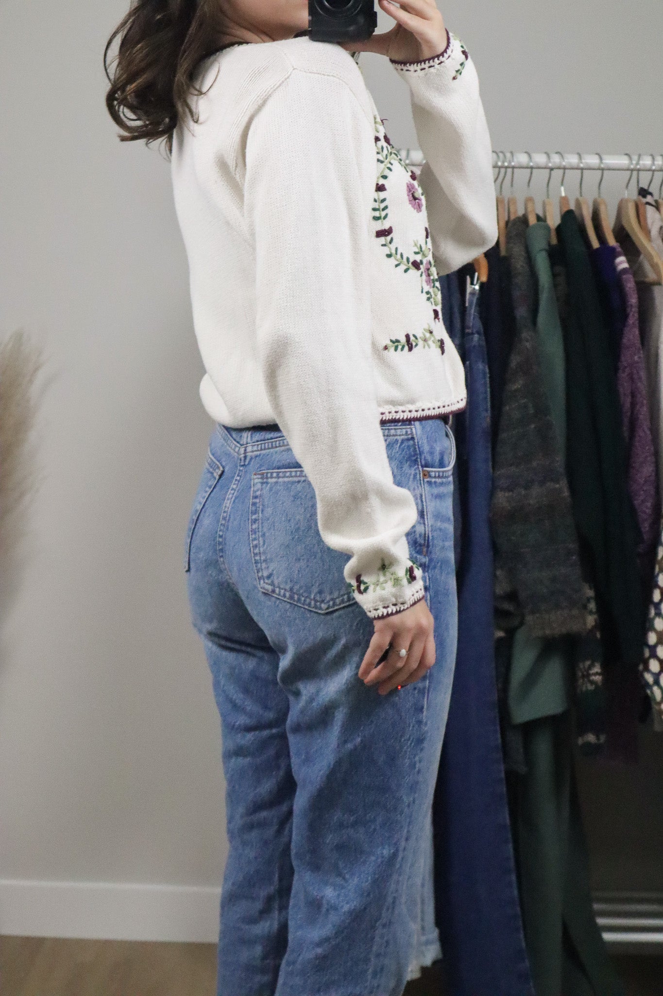Vintage x Embroidered Cropped Beaded Cardigan (XS/S)