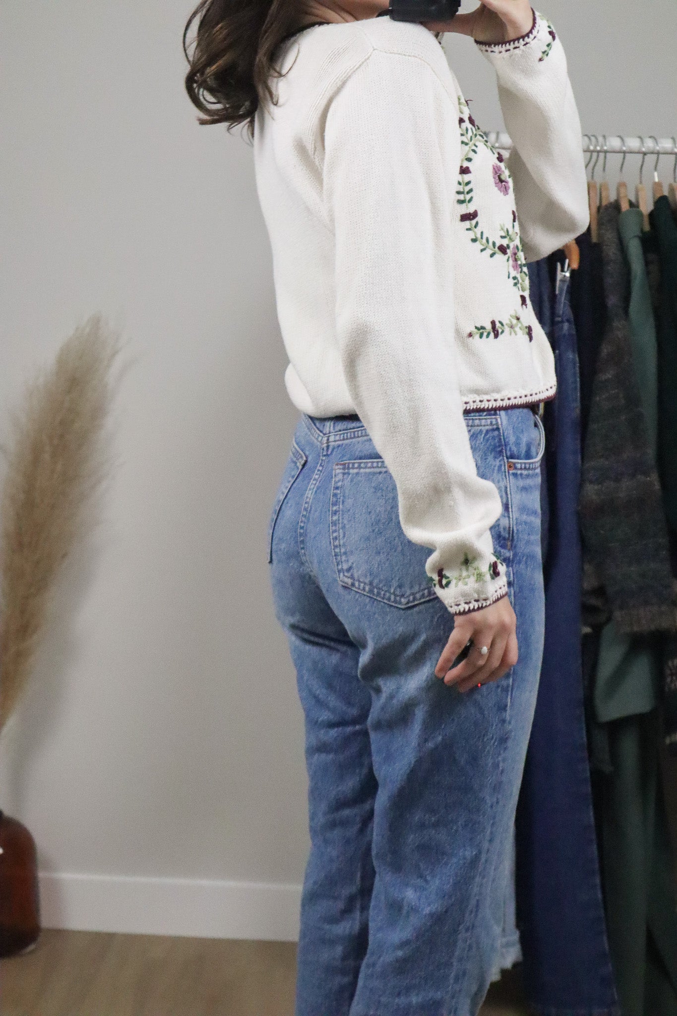 Vintage x Embroidered Cropped Beaded Cardigan (XS/S)