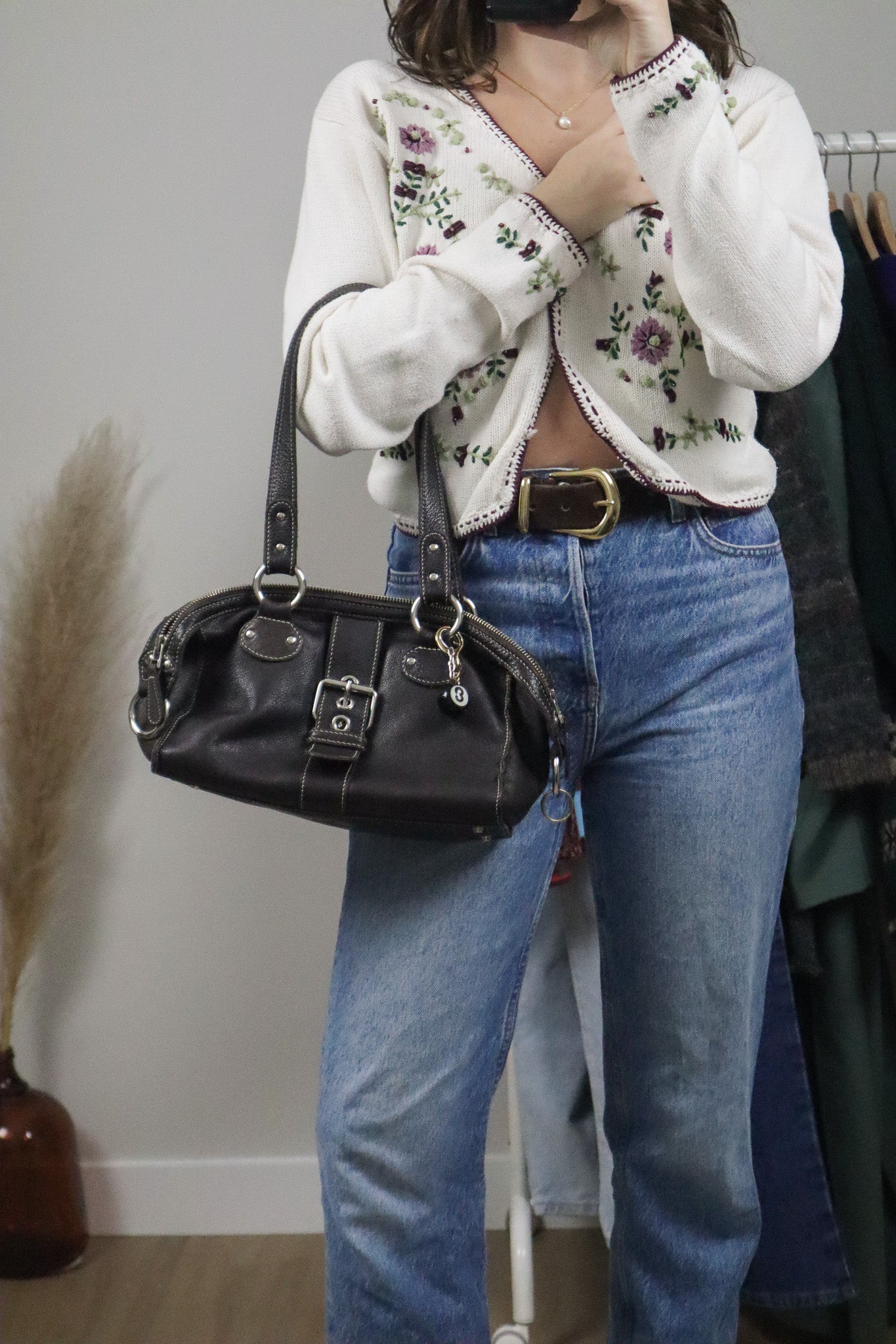 Vintage x Roots x Leather Buckle Purse