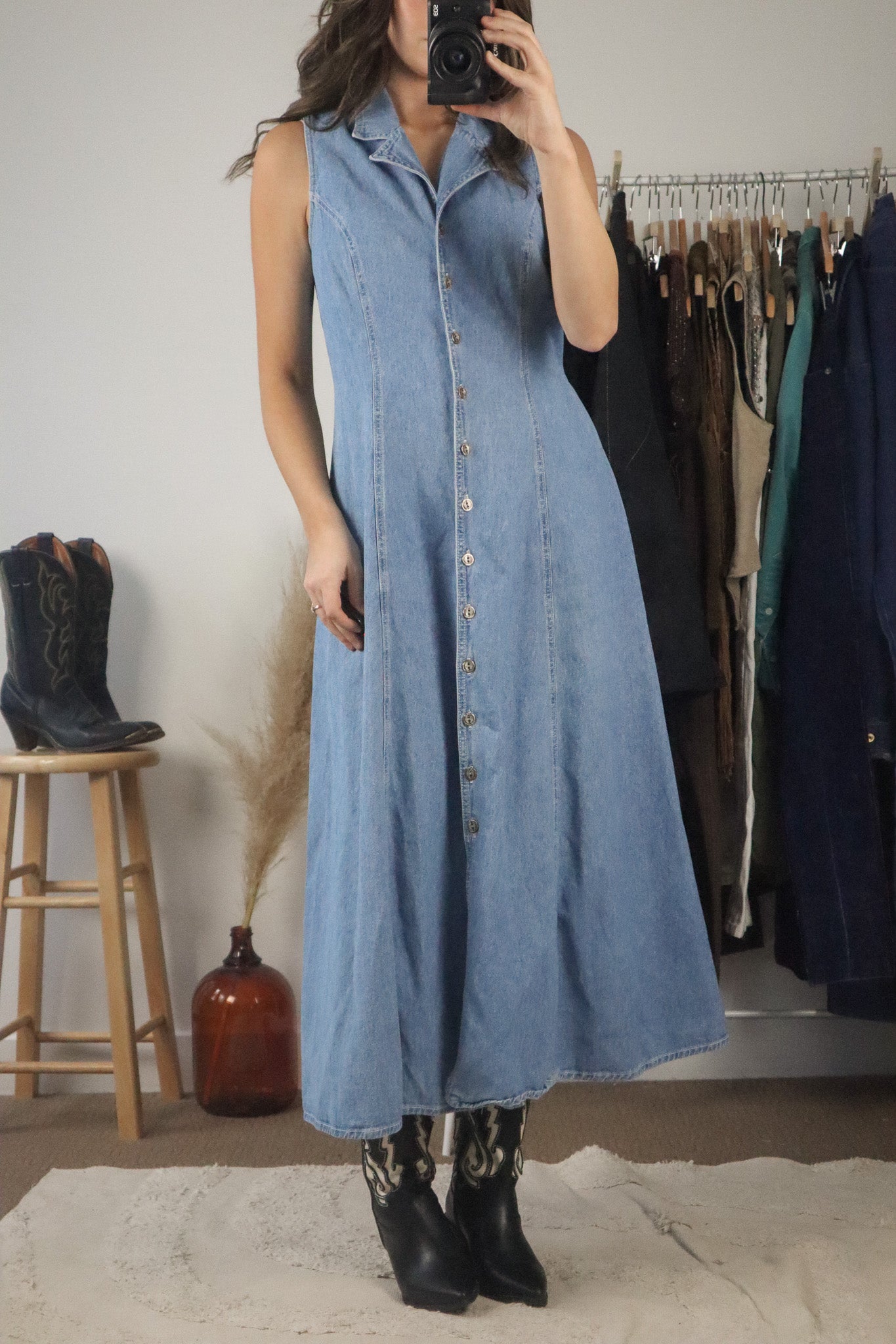 Made in Canada x Vintage x Denim Button Dress (M)