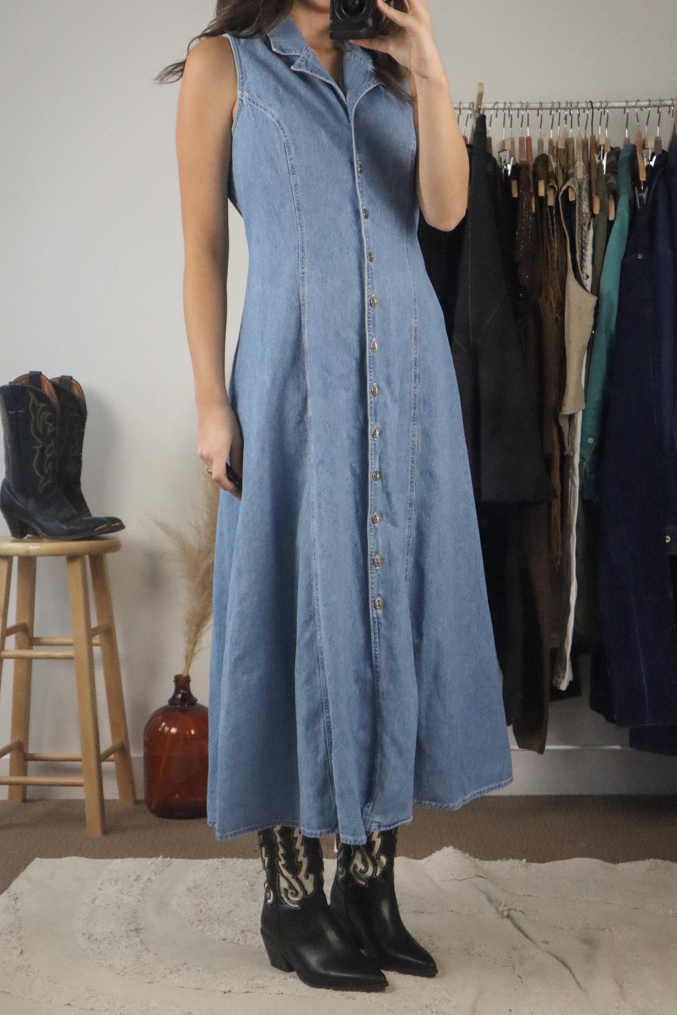 Made in Canada x Vintage x Denim Button Dress (M)