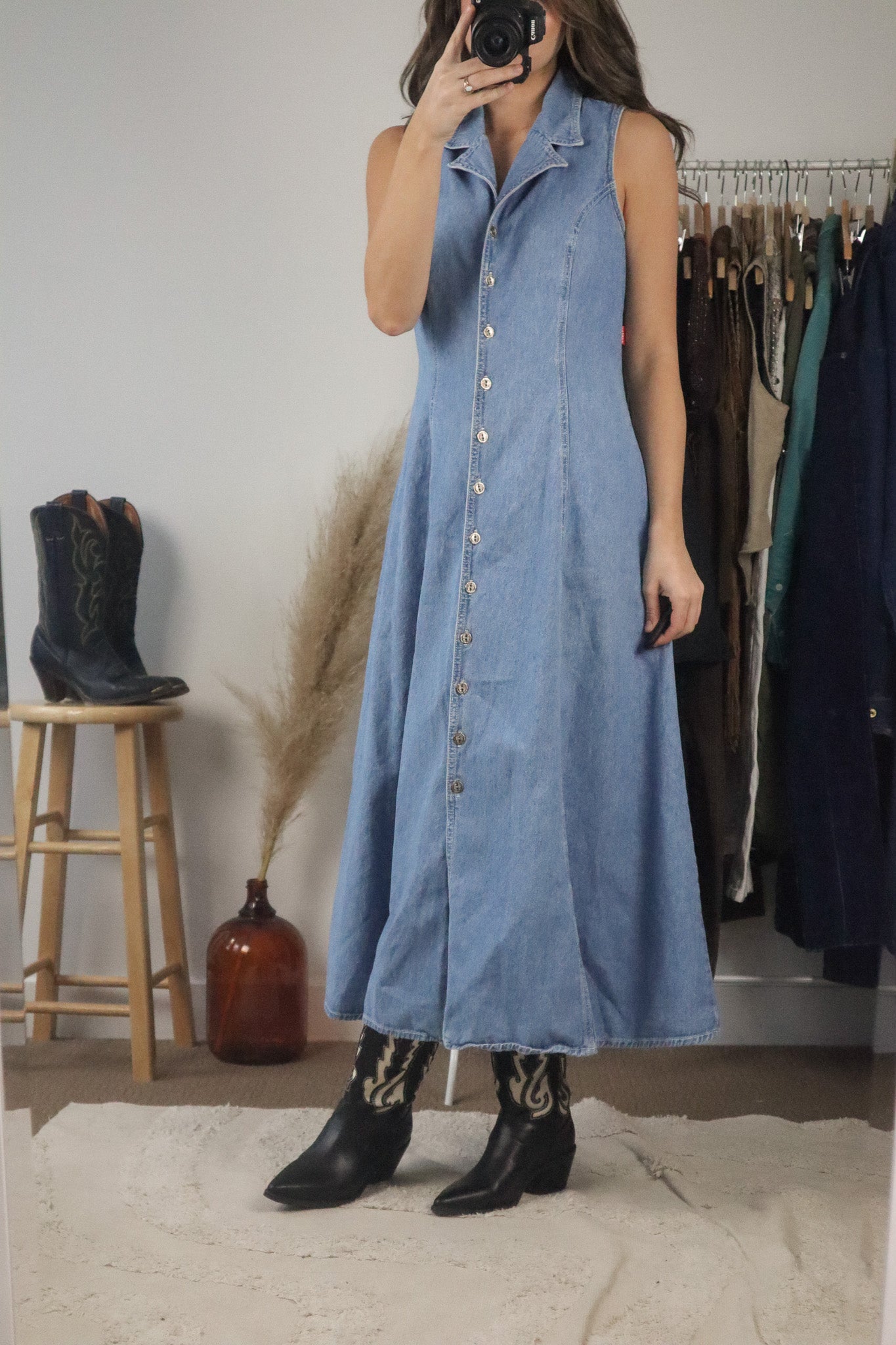 Made in Canada x Vintage x Denim Button Dress (M)