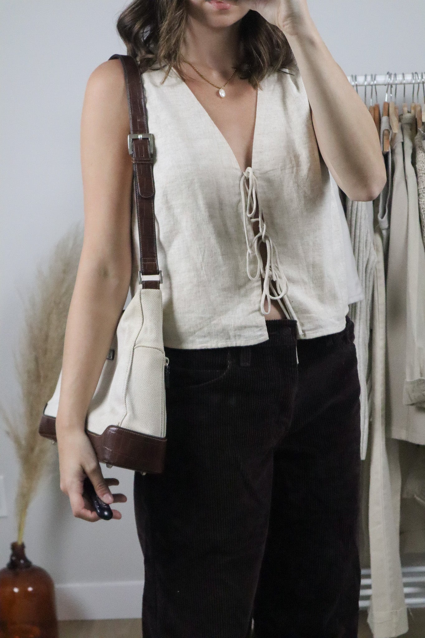 Vintage x Fabric & Faux Leather Purse