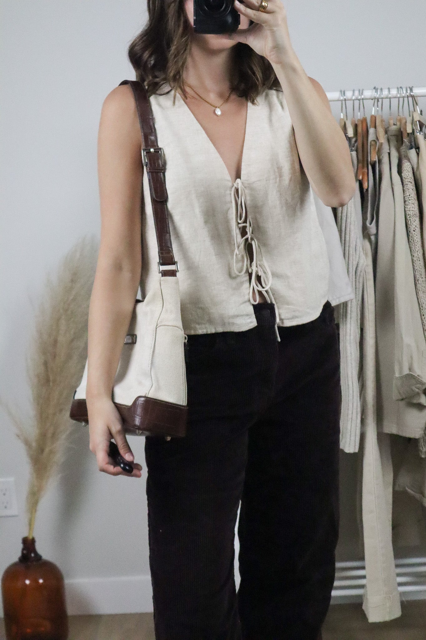 Vintage x Fabric & Faux Leather Purse
